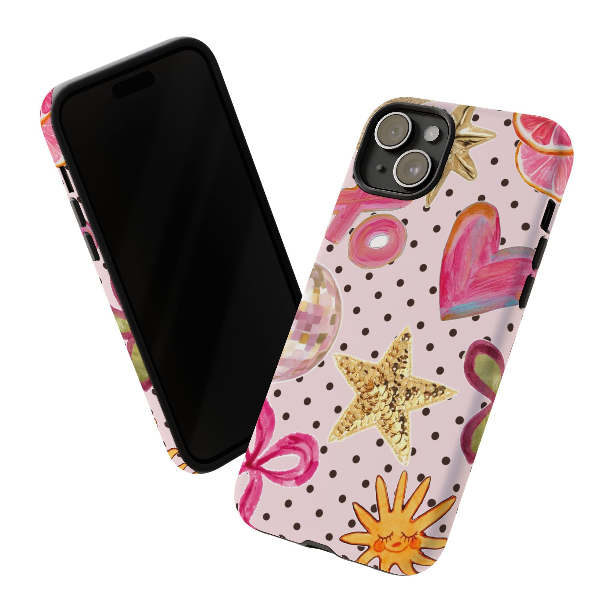 Pink Polka Dot Party — Pink Hearts, Stars & Disco Ball Design