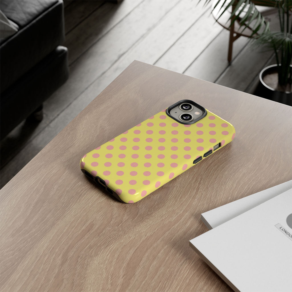 Yellow Polka Dot Phone Case — Cute Pink Dot Tough Case