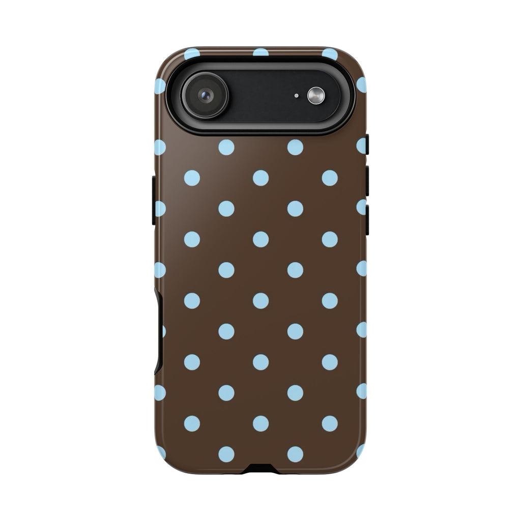 Brown Polka Dot Phone Case — Blue Dot Protective Tough Case