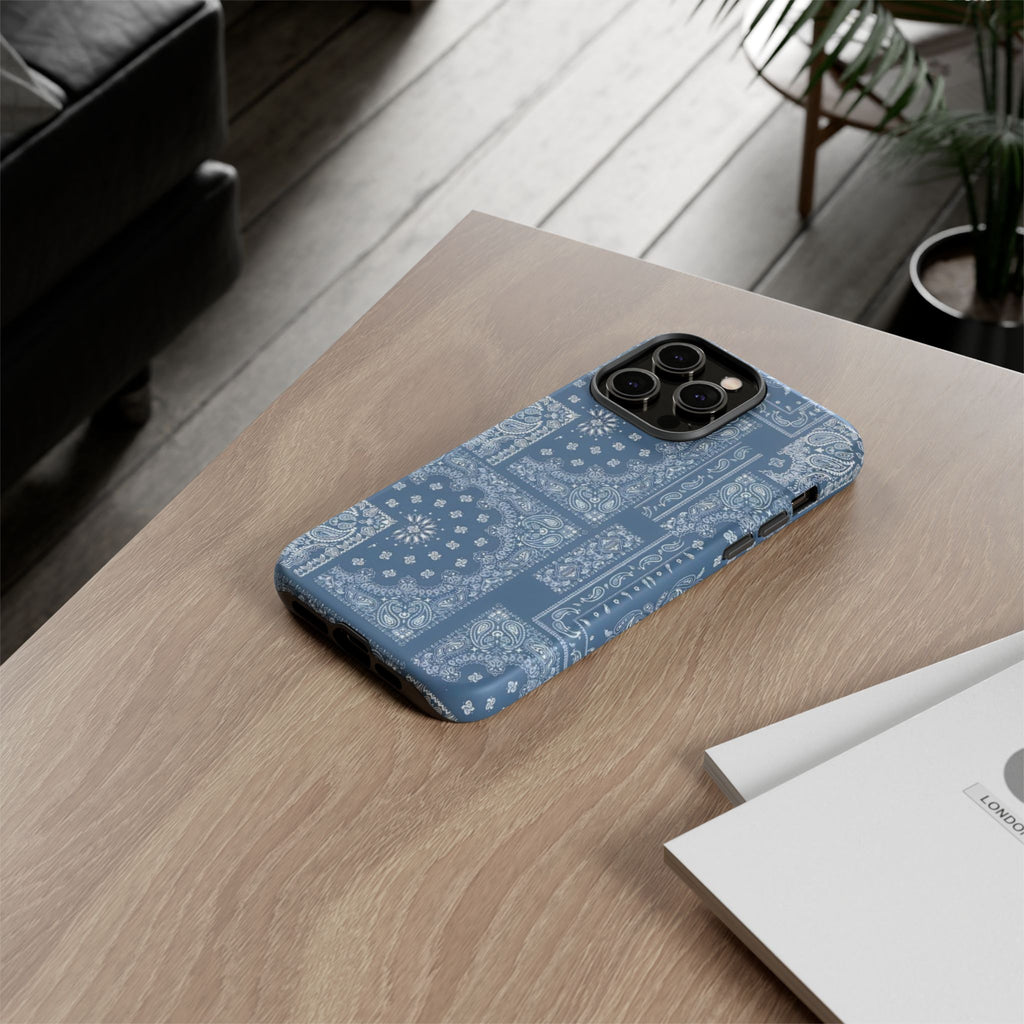 Blue Bandana Tough Phone Case — Rugged Protective iPhone Cover