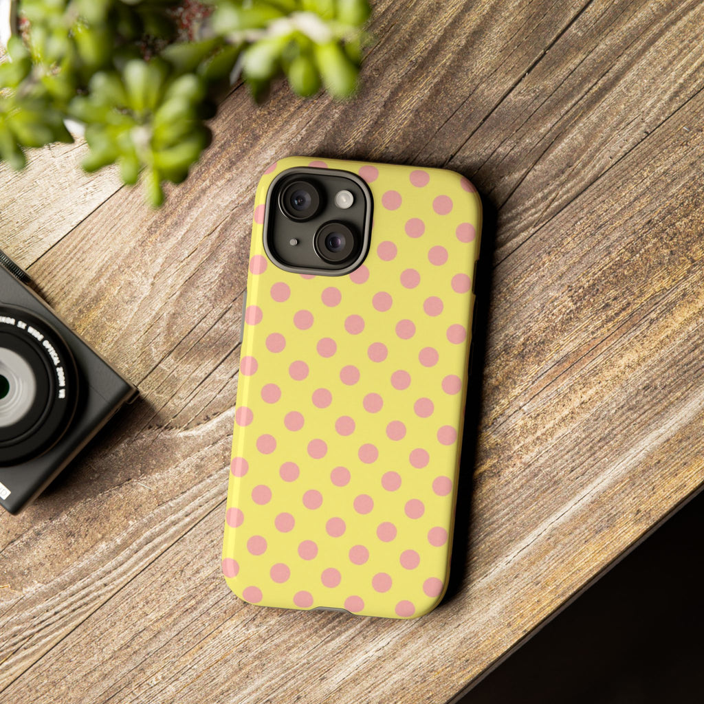 Yellow Polka Dot Phone Case — Cute Pink Dot Tough Case