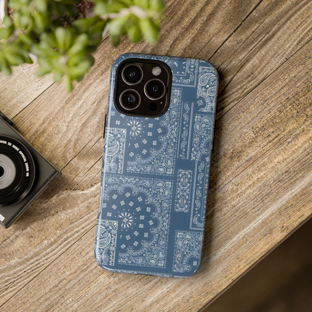 Blue Bandana Tough Phone Case — Rugged Protective iPhone Cover