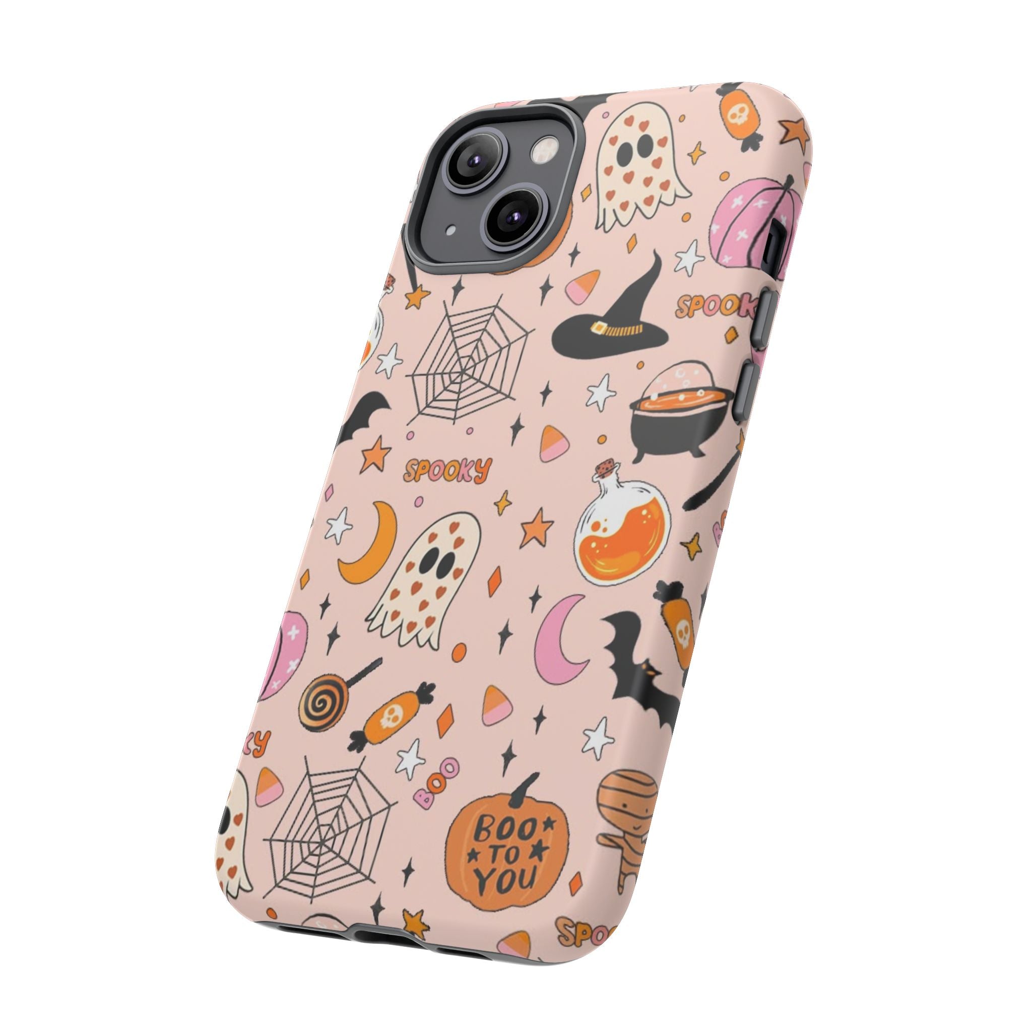 Spooky Halloween — Pink Ghosts, Witches, Candy & "Boo to You" Design