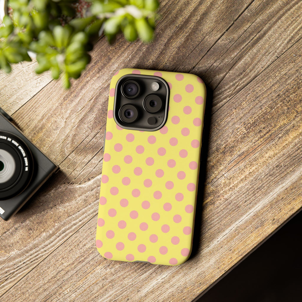 Yellow Polka Dot Phone Case — Cute Pink Dot Tough Case
