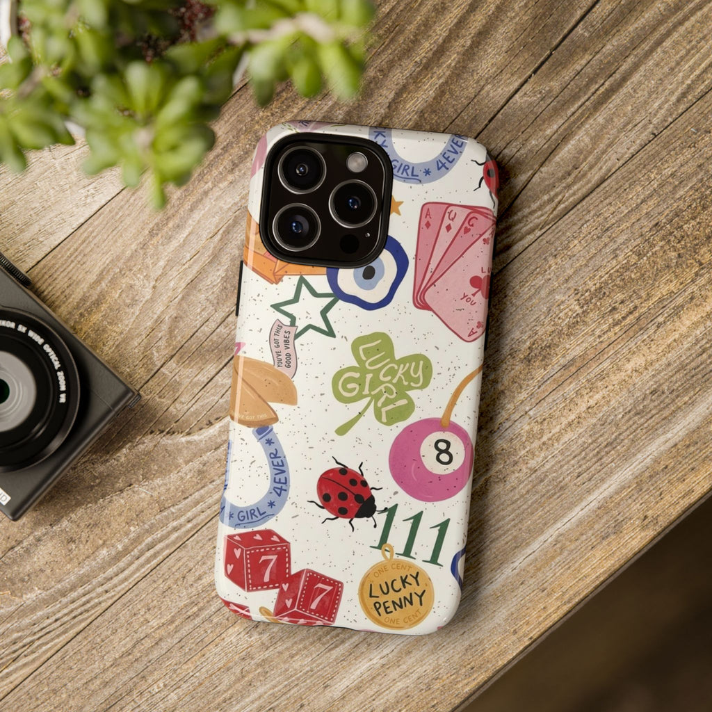 Lucky Charm Phone Case — 'Lucky Girl' Sticker Collage Design