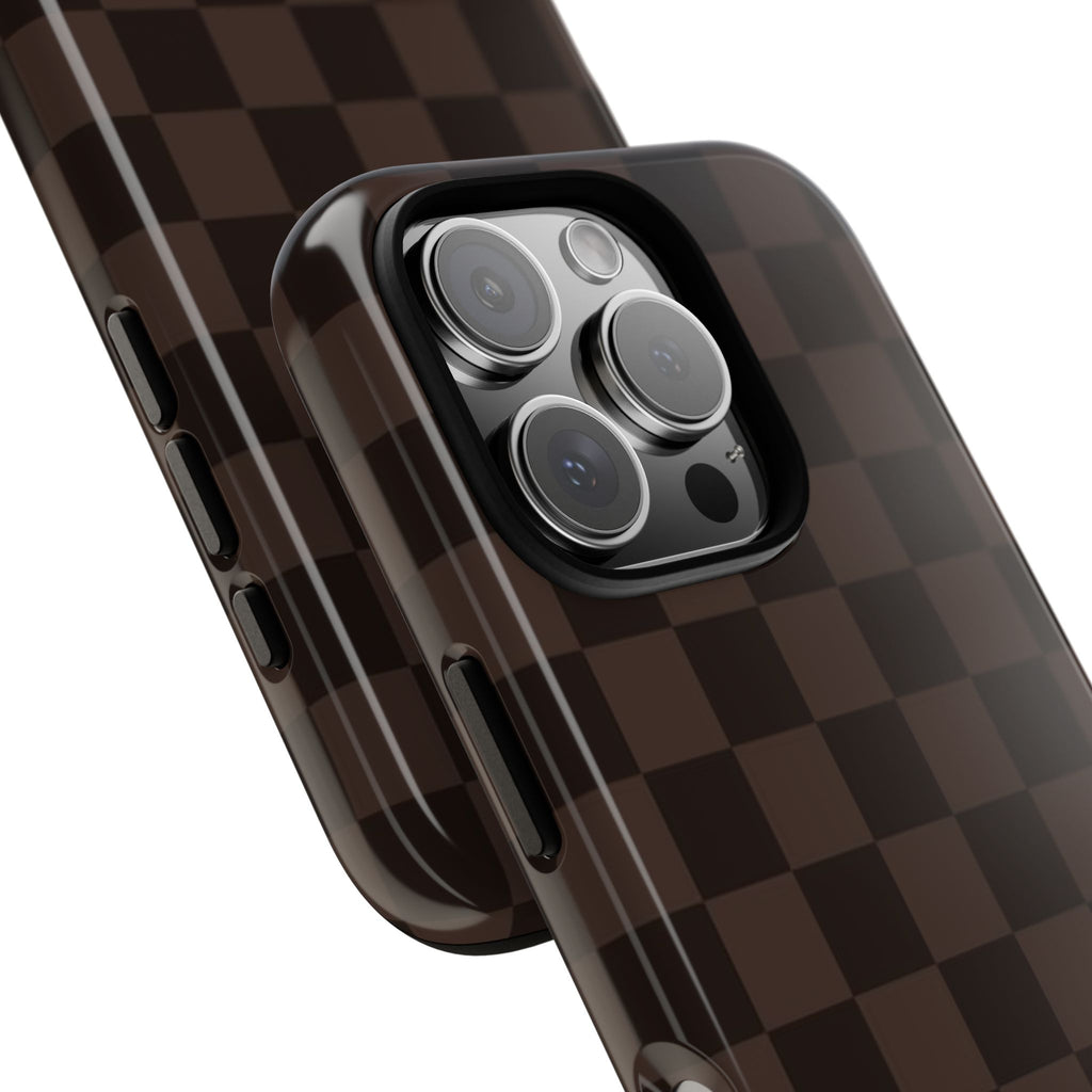 Lucky Chocolate Checkered  — Brown Grid Protective Cover