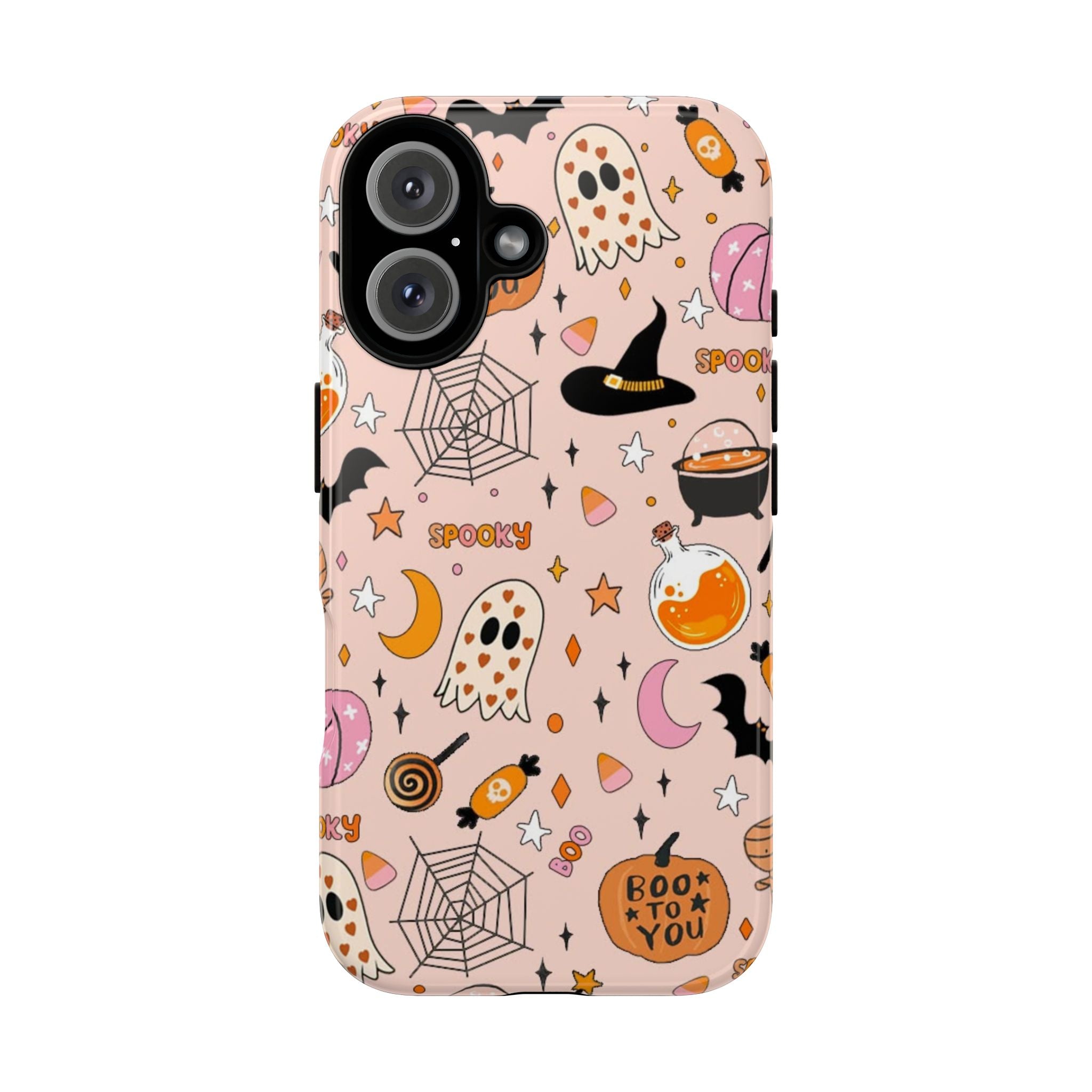 Spooky Halloween — Pink Ghosts, Witches, Candy & "Boo to You" Design
