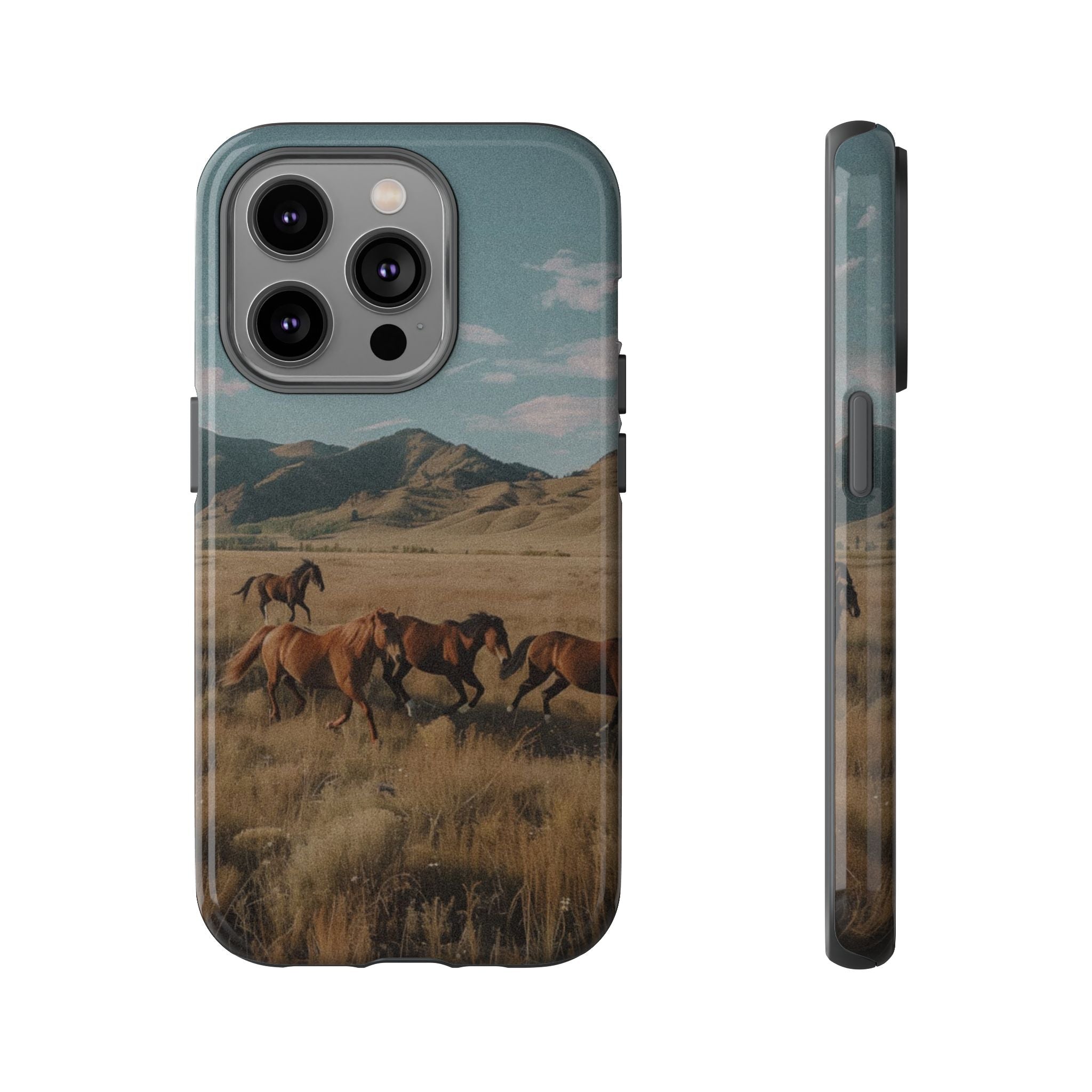 Wild Mustang – Durable Protective iPhone Case with Scenic Desert Horse Design
