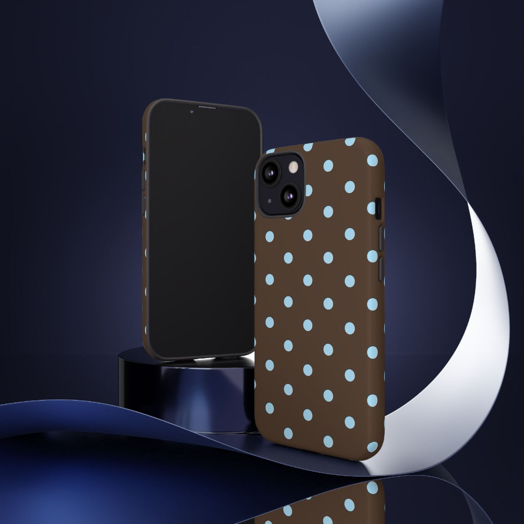 Brown Polka Dot Phone Case — Blue Dot Protective Tough Case