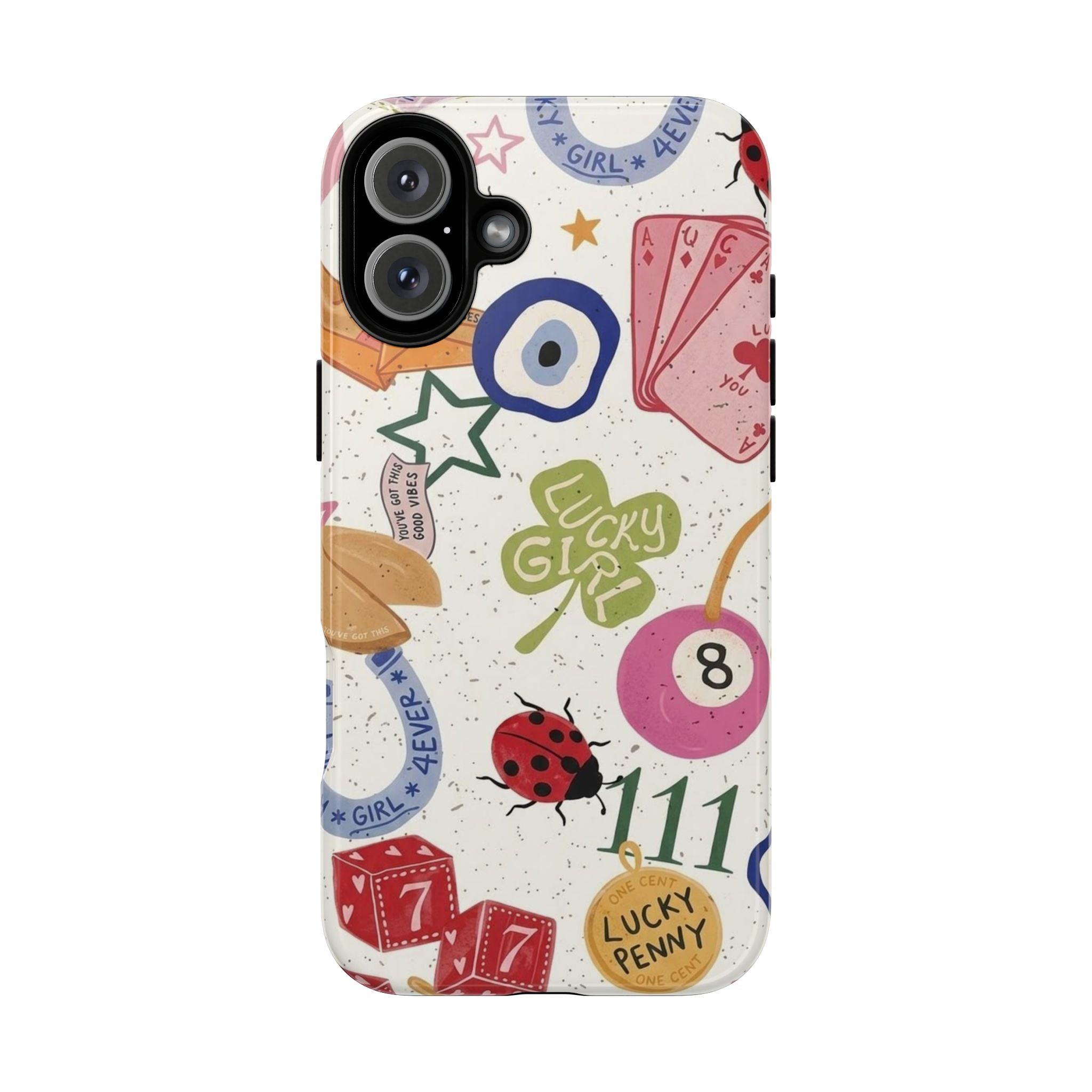 Lucky Charm Phone Case — 'Lucky Girl' Sticker Collage Design