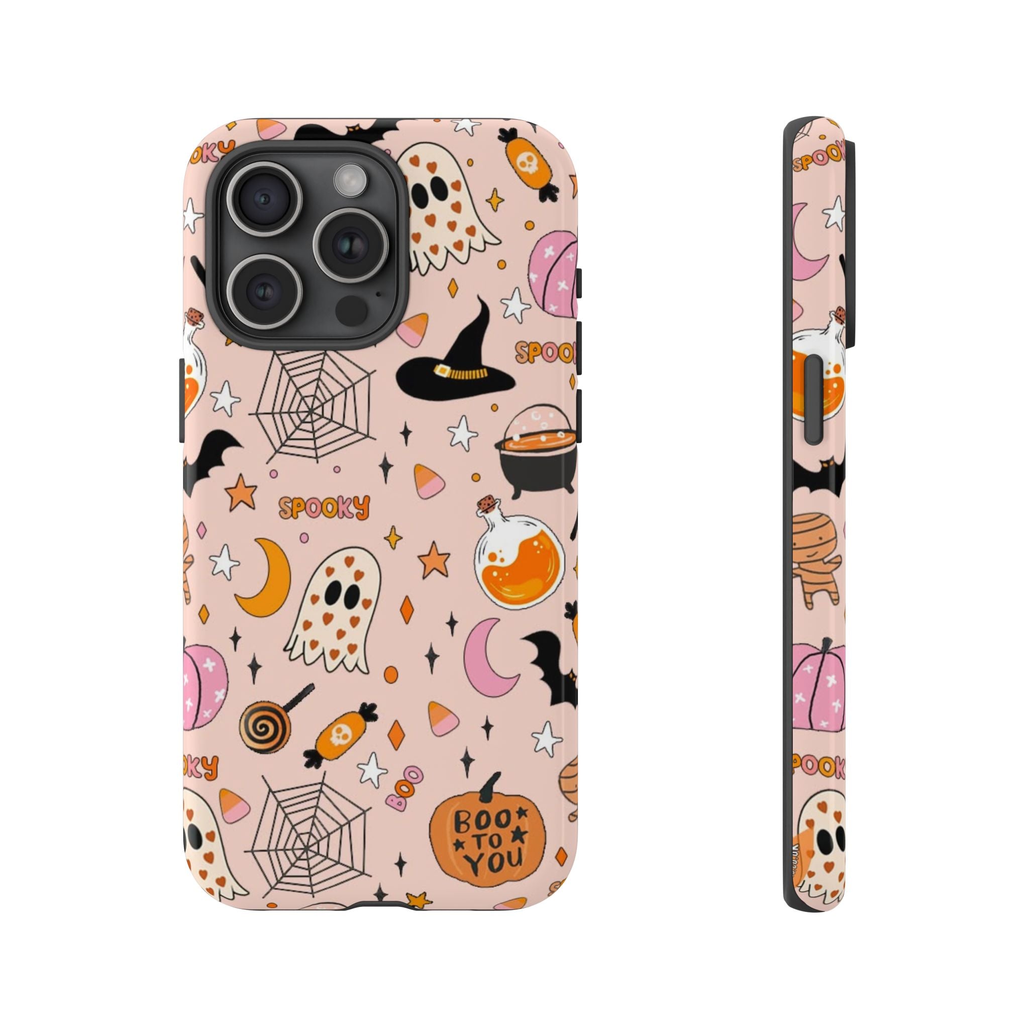 Spooky Halloween — Pink Ghosts, Witches, Candy & "Boo to You" Design