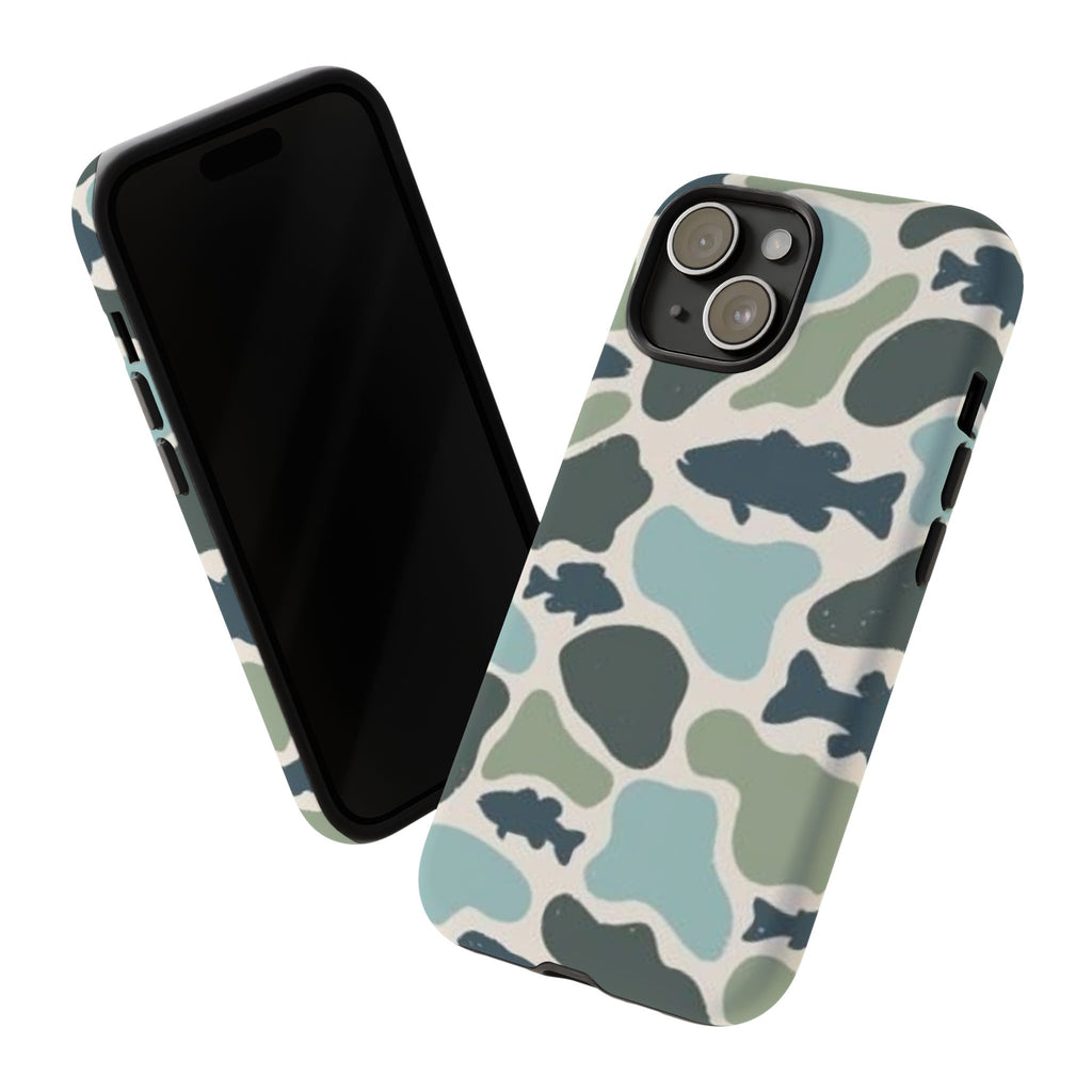 Camouflage Fish Tough Phone Case — Waterproof Blue-Green Camo iPhone Cover