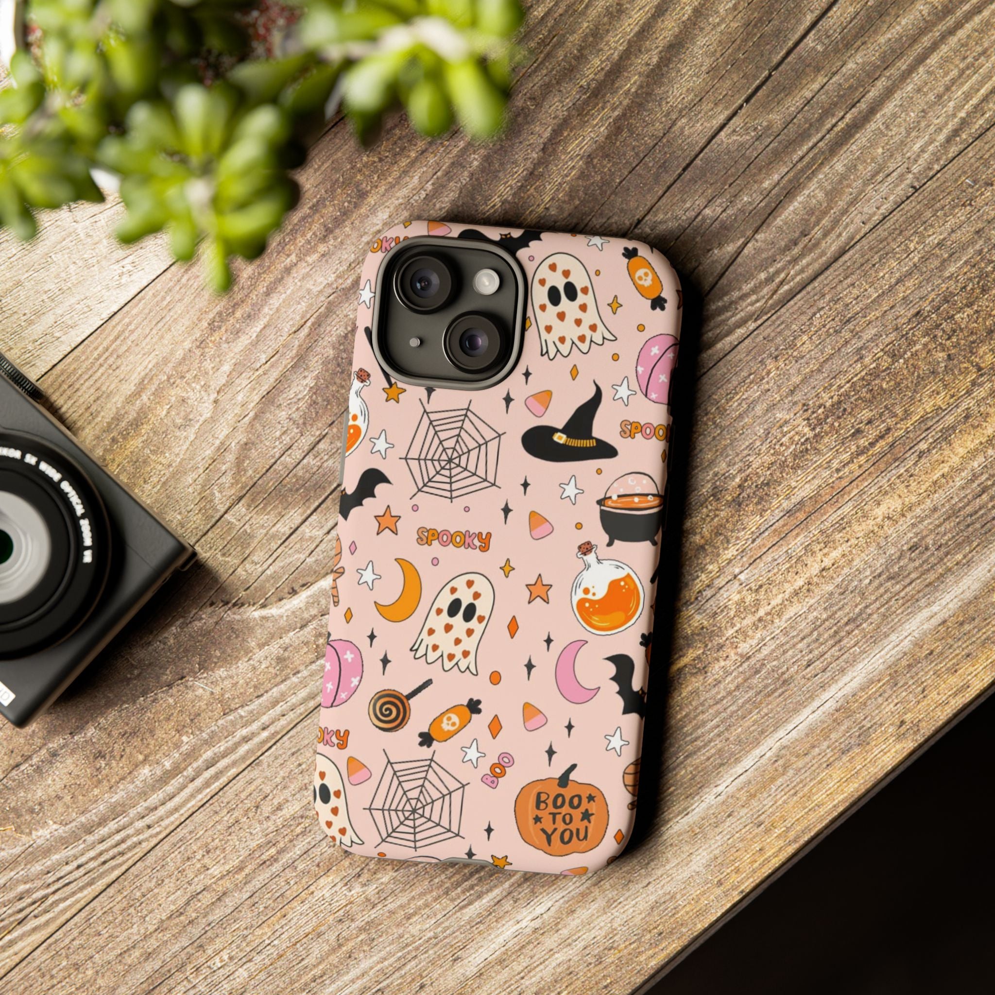 Spooky Halloween — Pink Ghosts, Witches, Candy & "Boo to You" Design