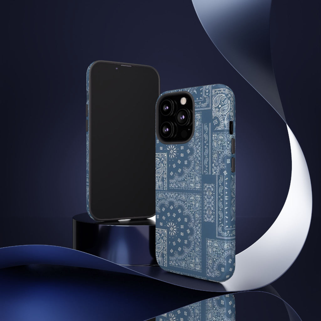 Blue Bandana Tough Phone Case — Rugged Protective iPhone Cover