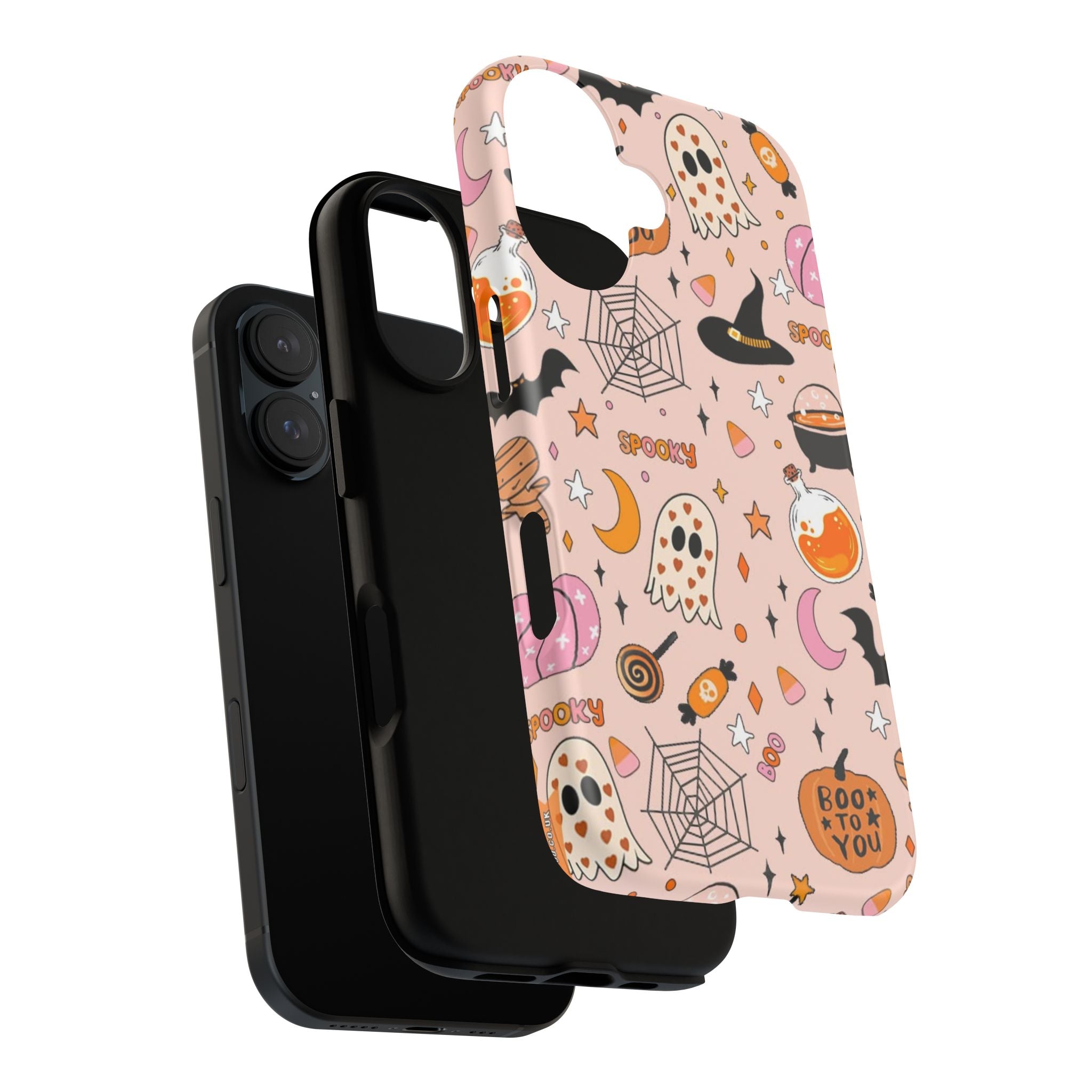 Spooky Halloween — Pink Ghosts, Witches, Candy & "Boo to You" Design