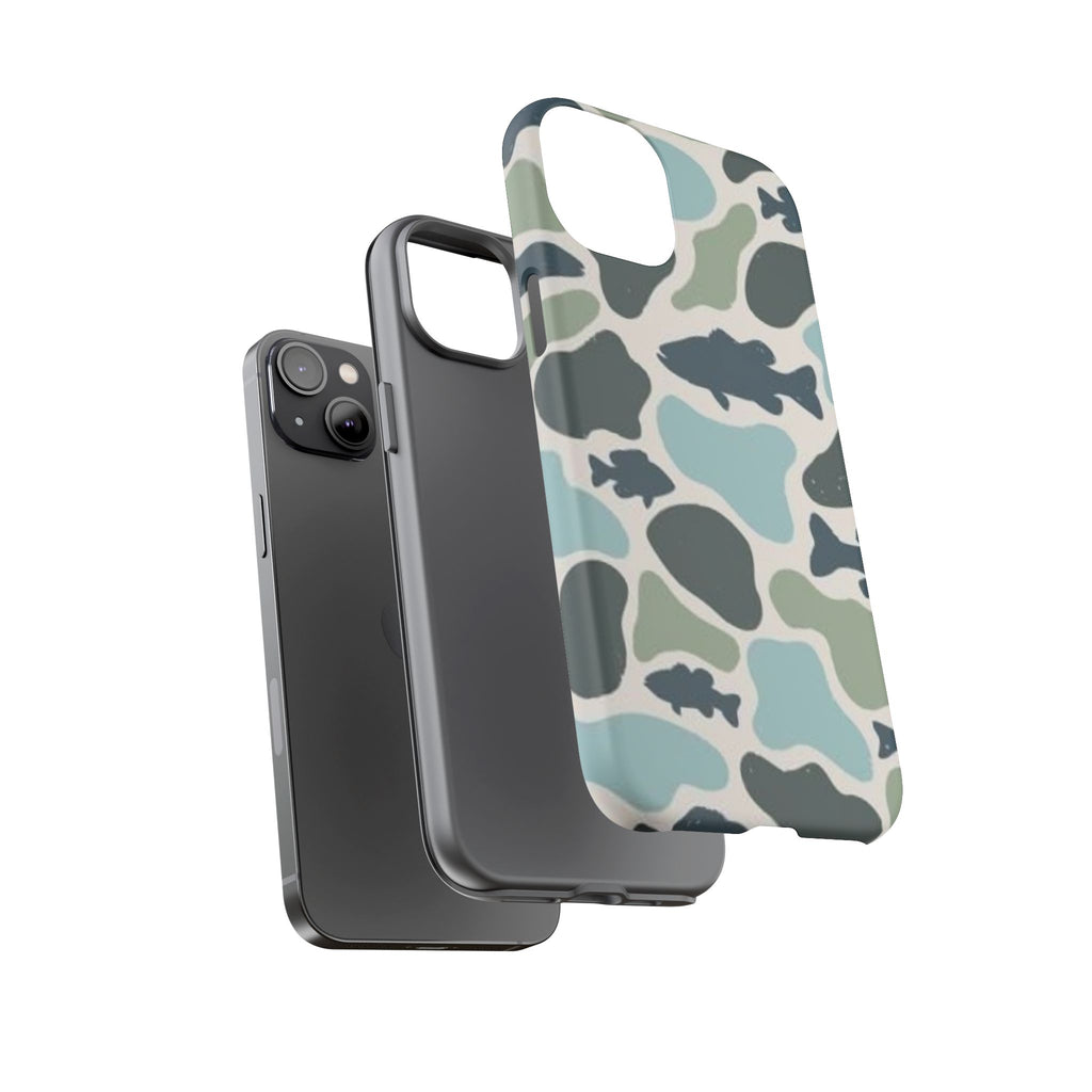 Camouflage Fish Tough Phone Case — Waterproof Blue-Green Camo iPhone Cover