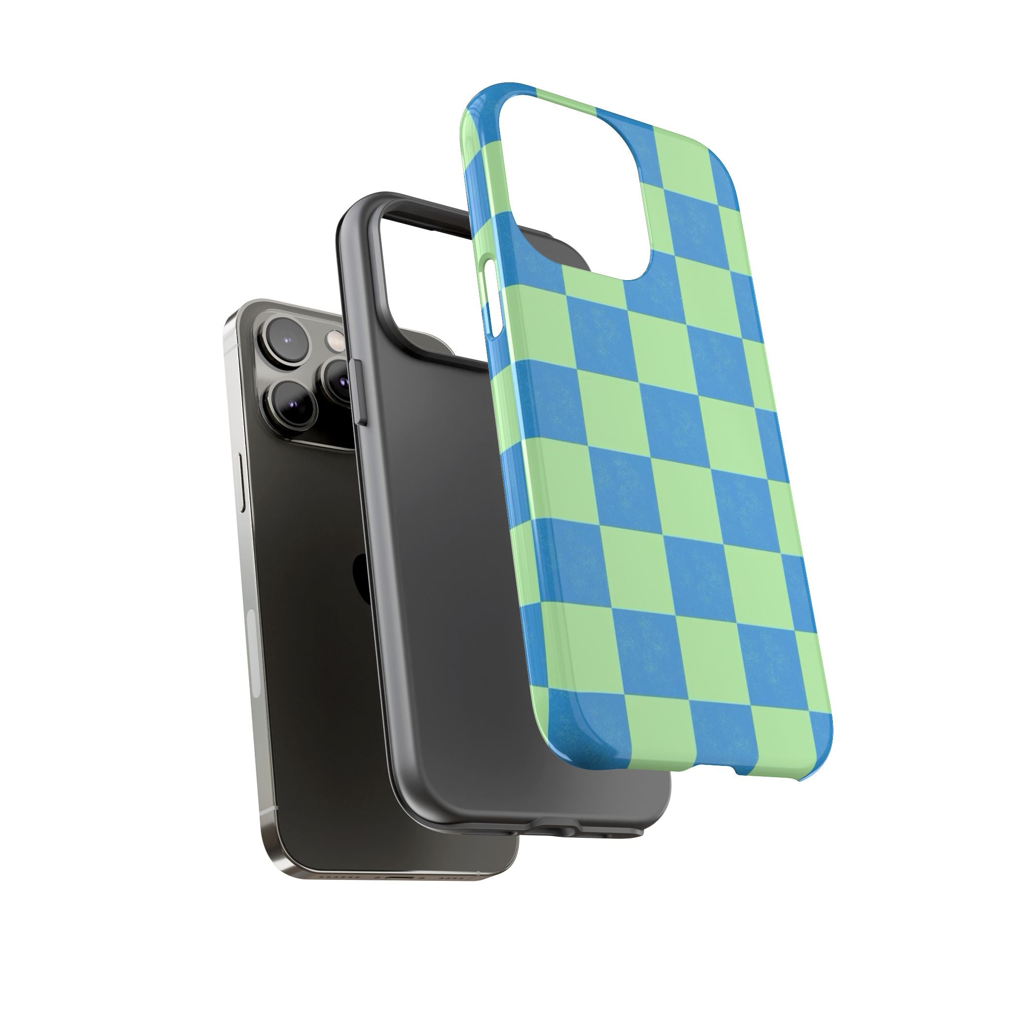 Cowgirl Blue Checkers — Retro Checkered Tough Phone Cover