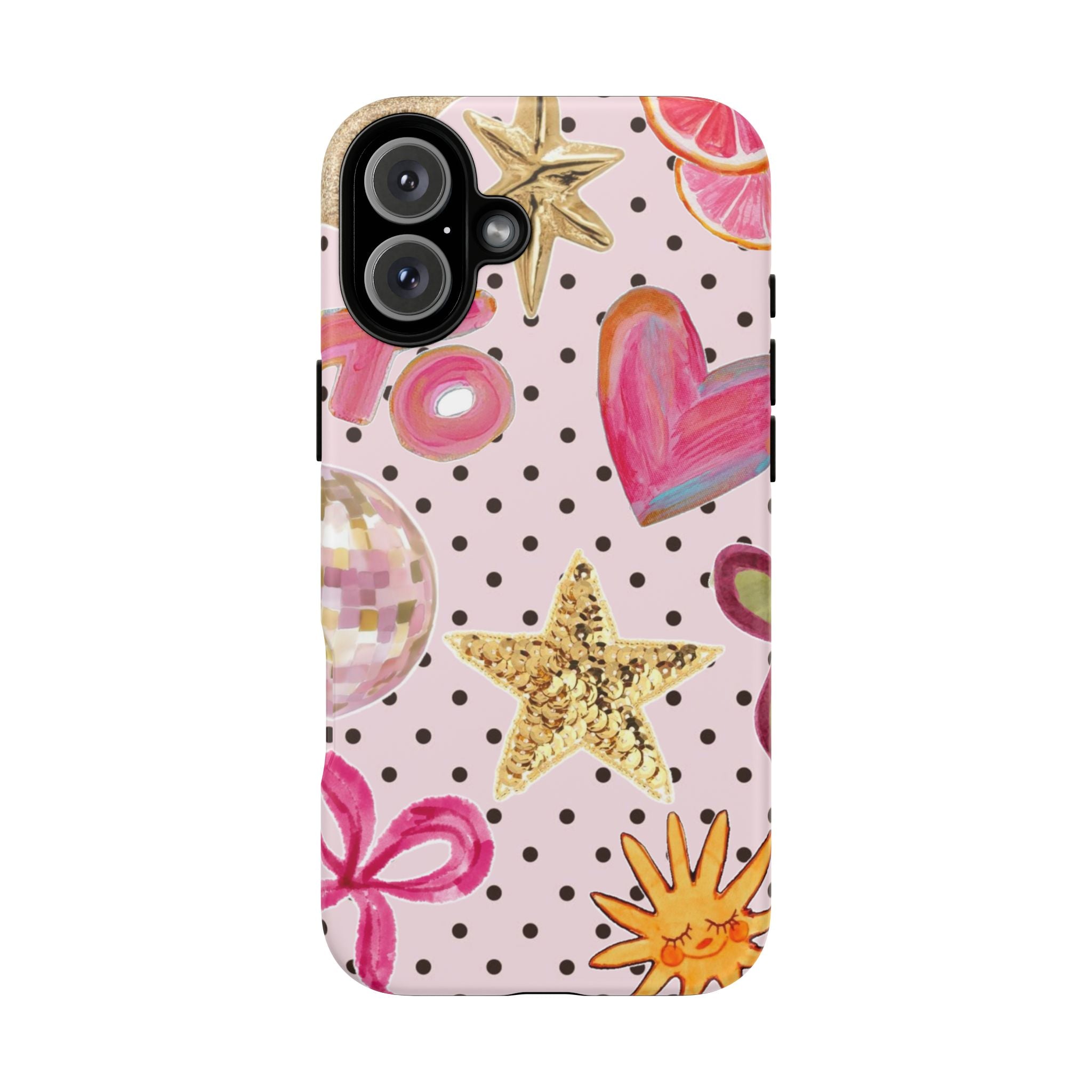 Pink Polka Dot Party — Pink Hearts, Stars & Disco Ball Design