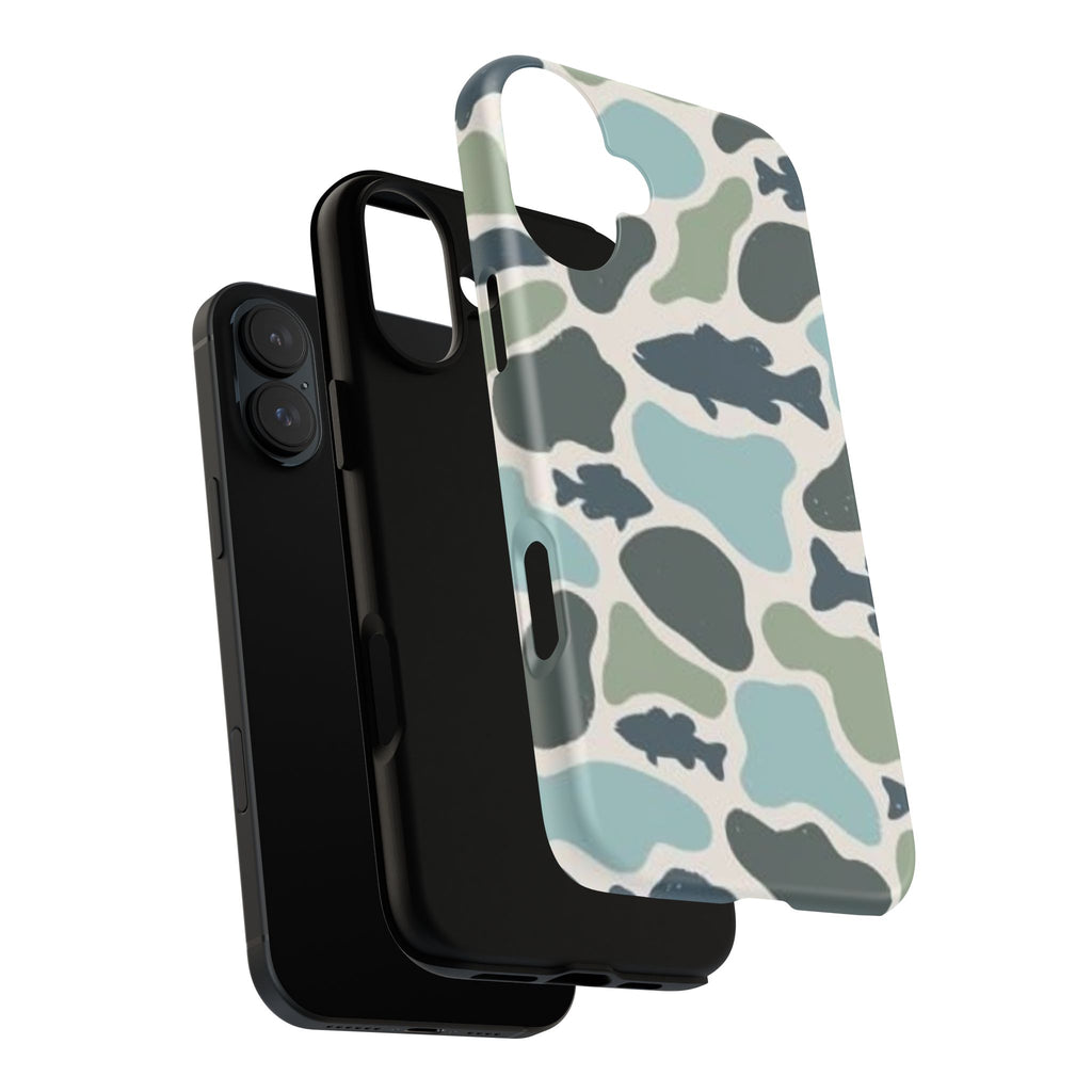 Camouflage Fish Tough Phone Case — Waterproof Blue-Green Camo iPhone Cover