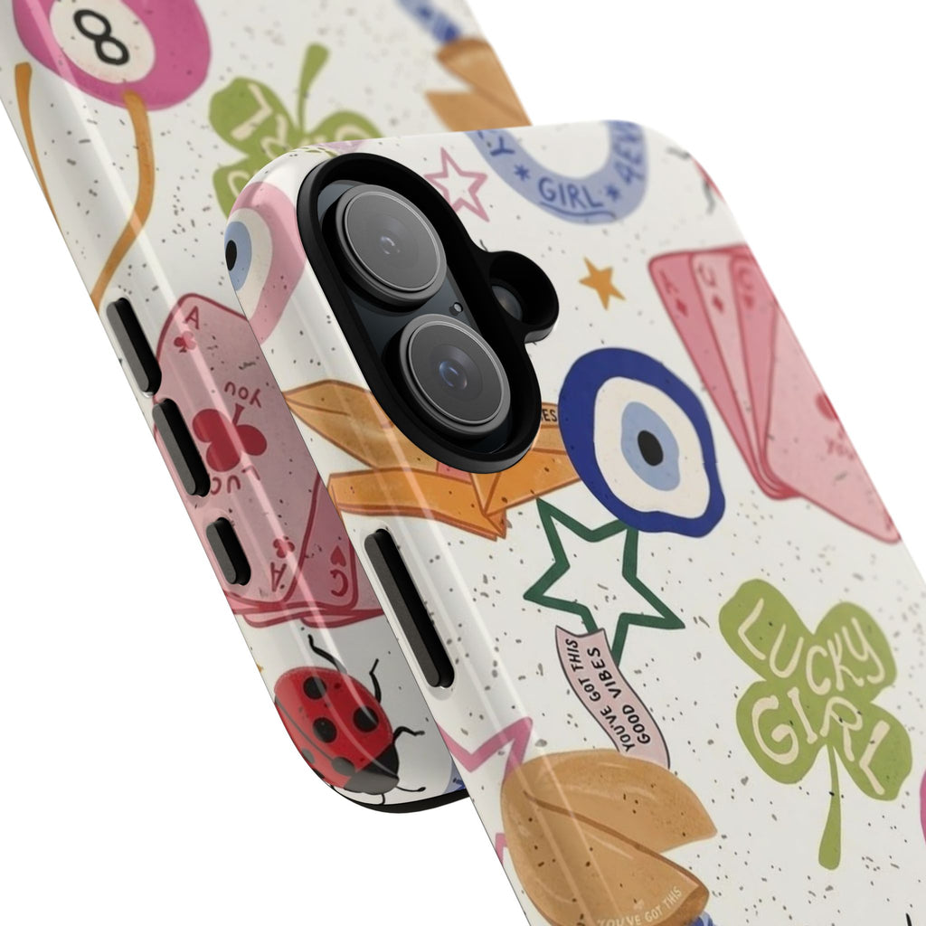 Lucky Charm Phone Case — 'Lucky Girl' Sticker Collage Design