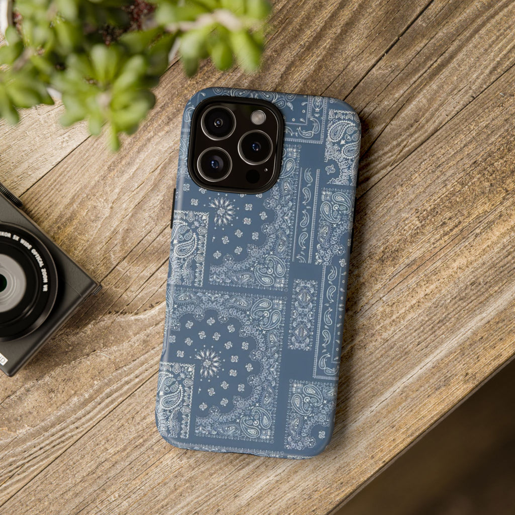 Blue Bandana Tough Phone Case — Rugged Protective iPhone Cover