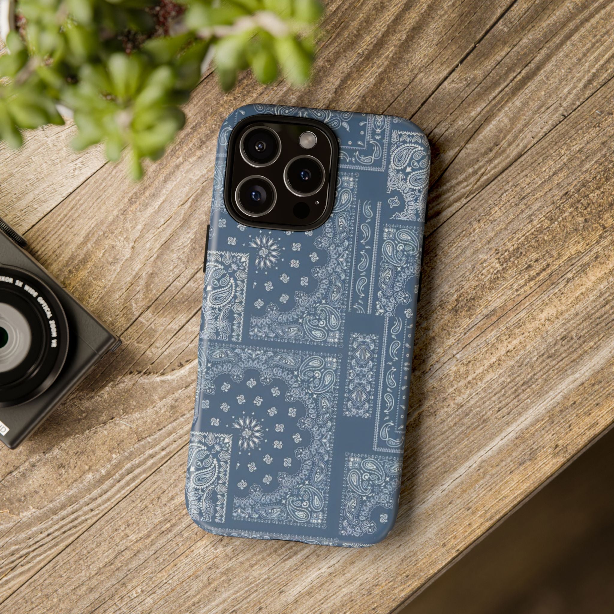 Blue Bandana Tough Phone Case — Rugged Protective iPhone Cover