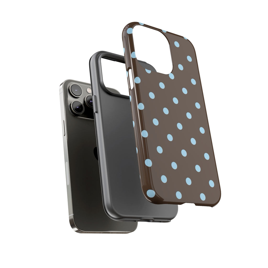 Brown Polka Dot Phone Case — Blue Dot Protective Tough Case