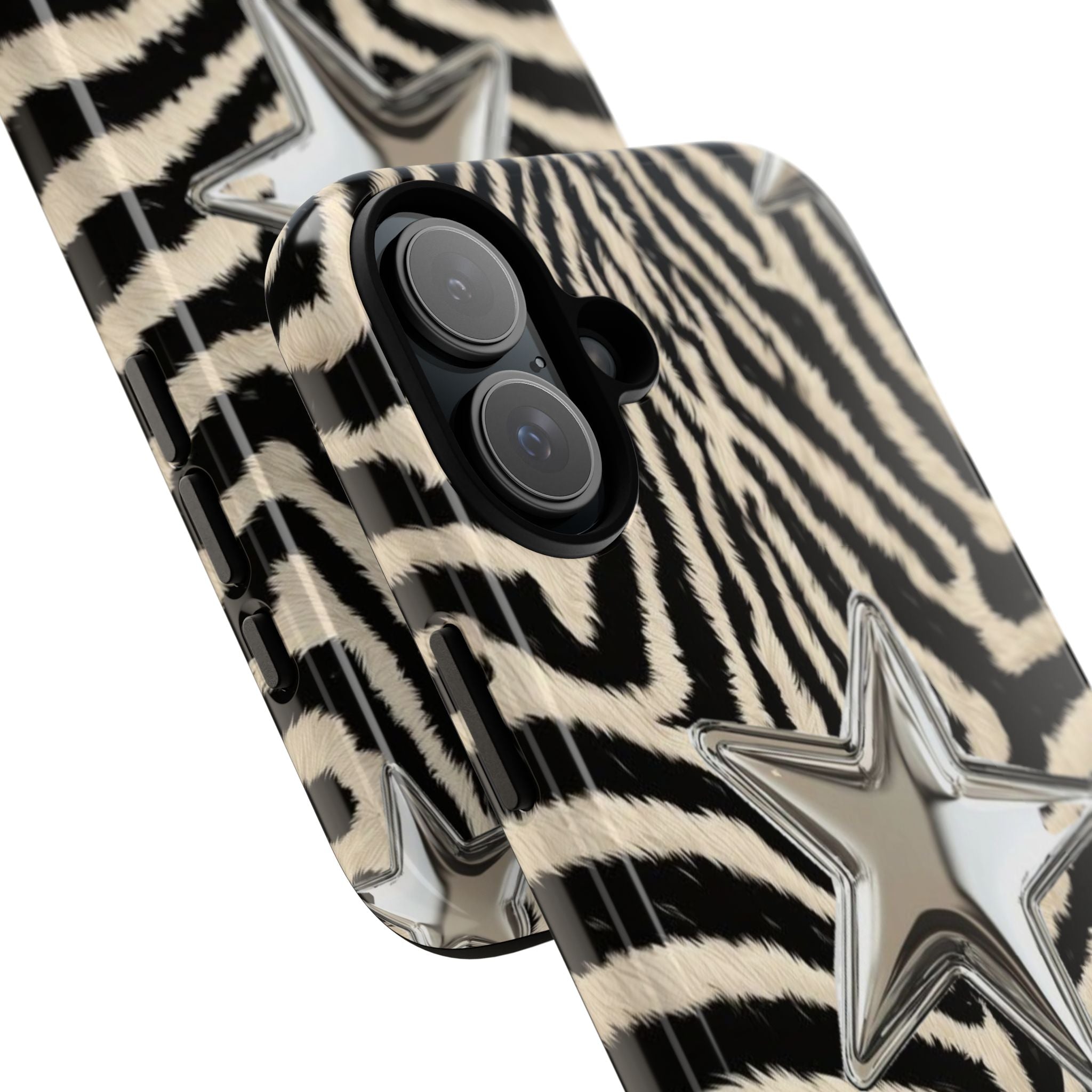 Zebra Print with Metallic Stars – Protective iPhone Cover