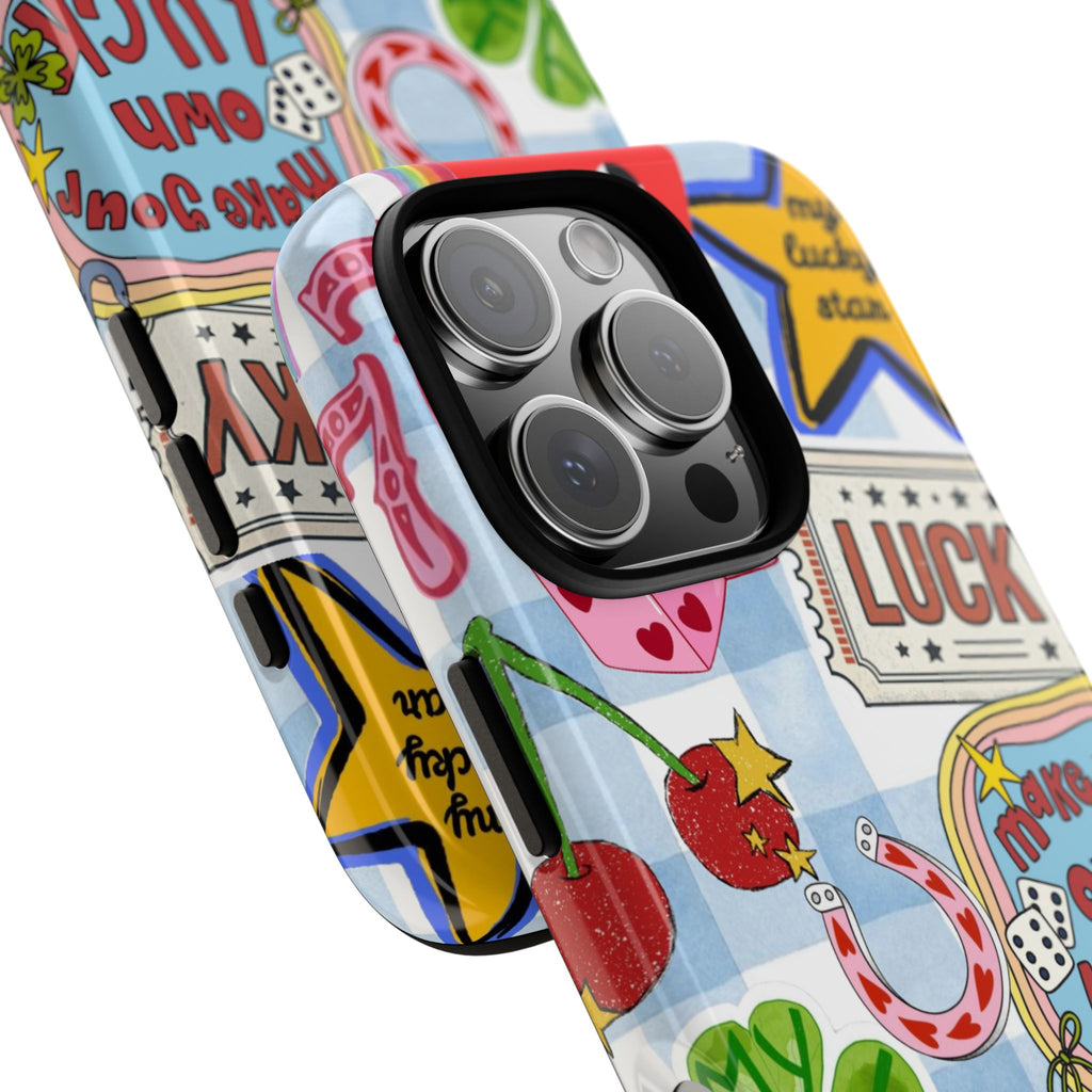Lucky Charm Phone Case — Cute Kawaii Sticker Collage, ‘Make Your Own Luck’ Design