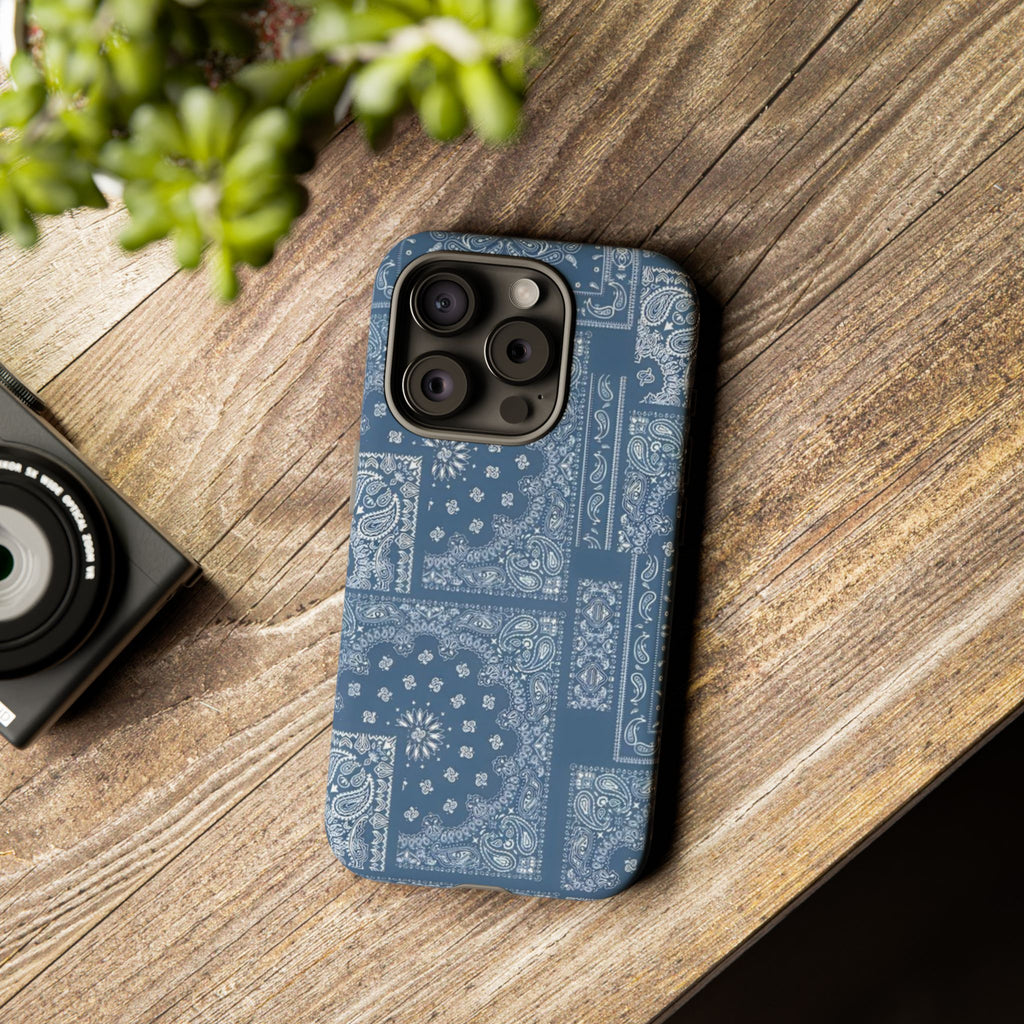 Blue Bandana Tough Phone Case — Rugged Protective iPhone Cover