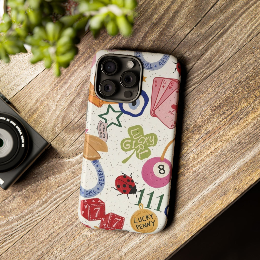 Lucky Charm Phone Case — 'Lucky Girl' Sticker Collage Design
