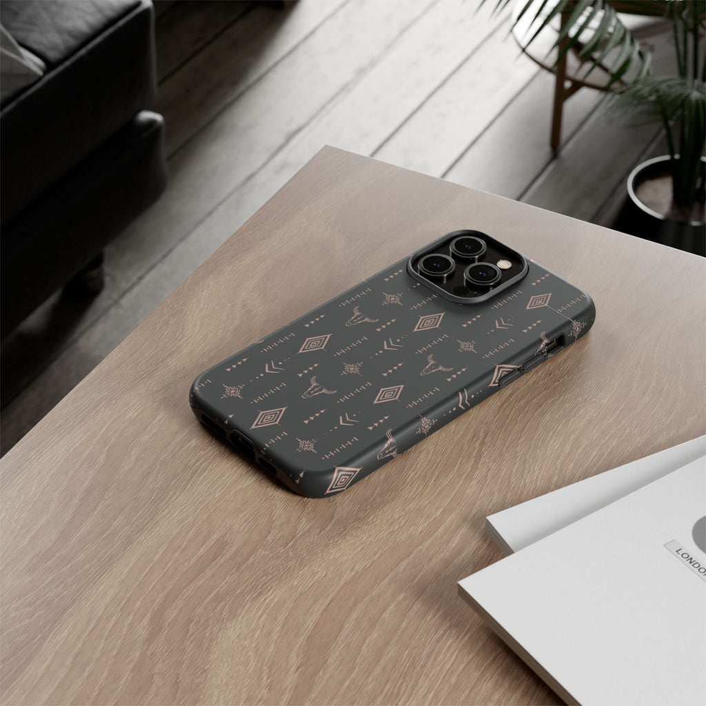 Western Diamond Bull Tough Phone Case — Protective Southwestern Pattern
