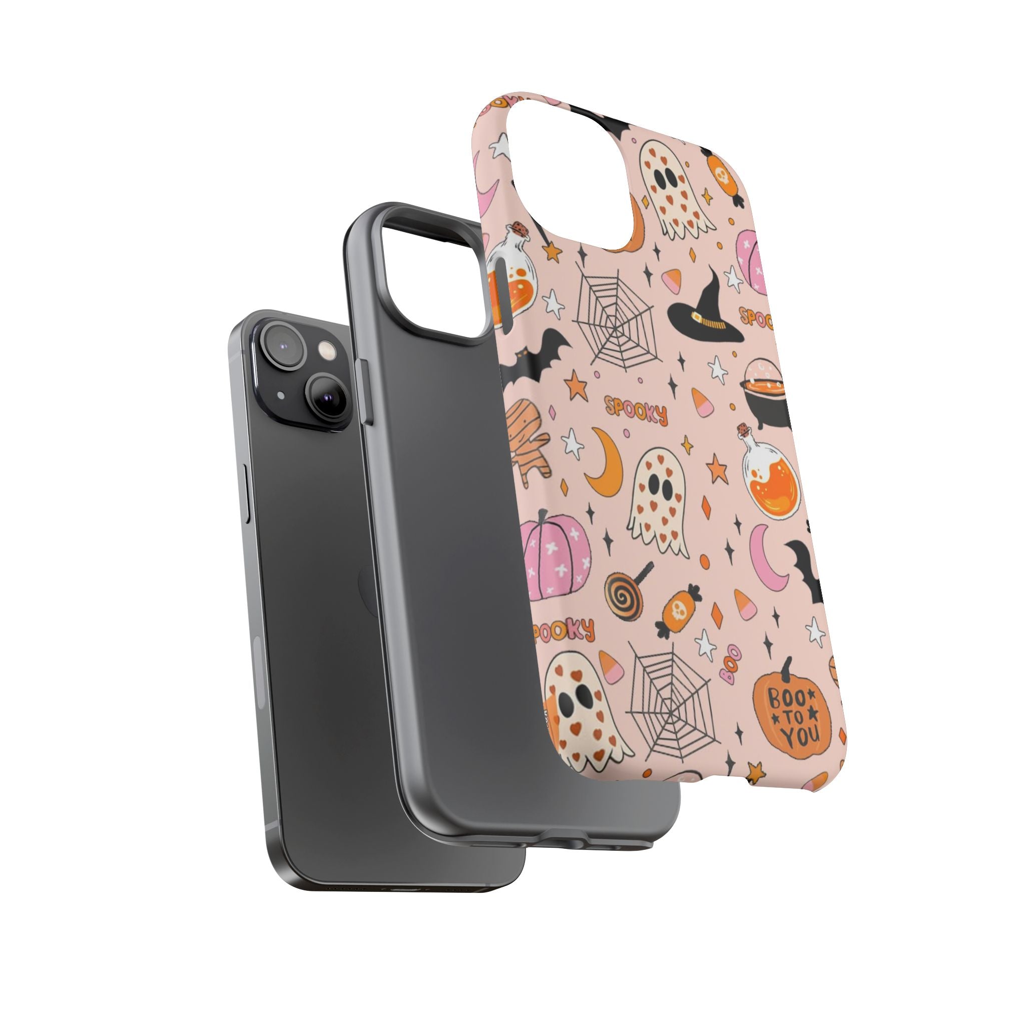 Spooky Halloween — Pink Ghosts, Witches, Candy & "Boo to You" Design