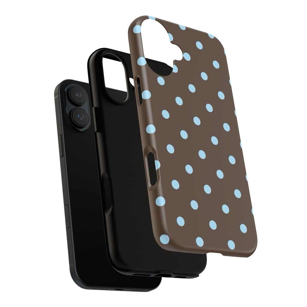 Brown Polka Dot Phone Case — Blue Dot Protective Tough Case