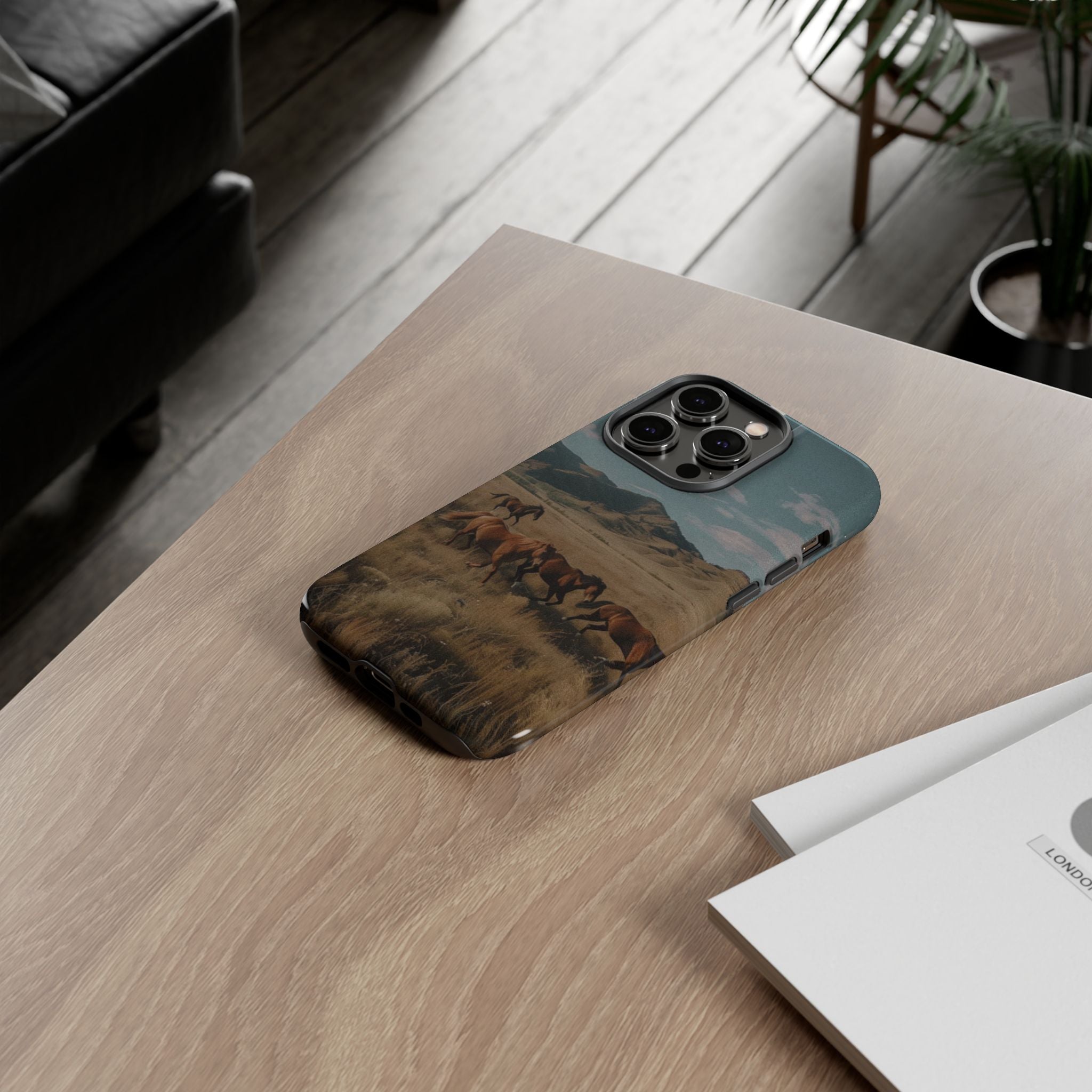 Wild Mustang – Durable Protective iPhone Case with Scenic Desert Horse Design