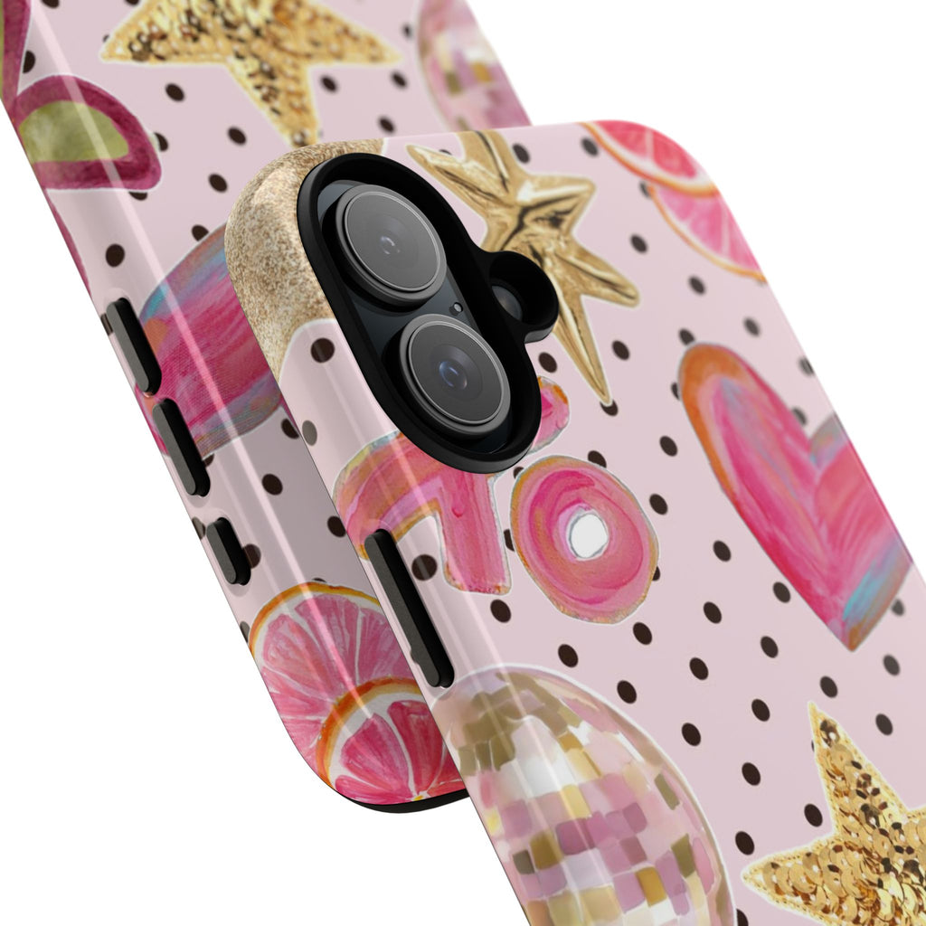 Pink Polka Dot Party — Pink Hearts, Stars & Disco Ball Design