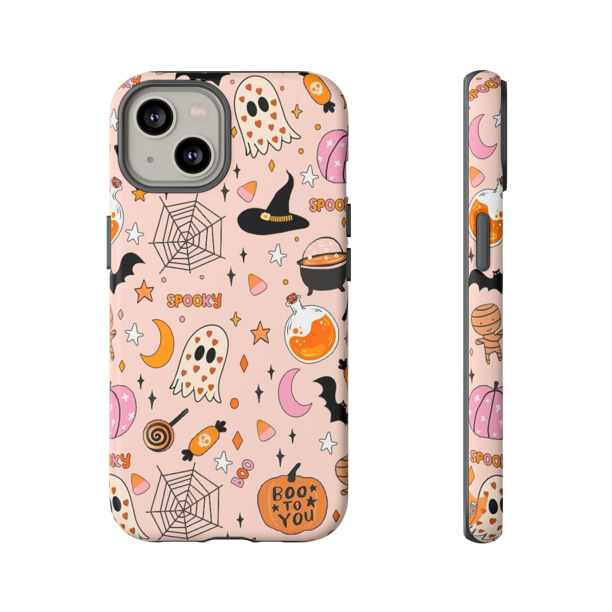 Spooky Halloween — Pink Ghosts, Witches, Candy & "Boo to You" Design