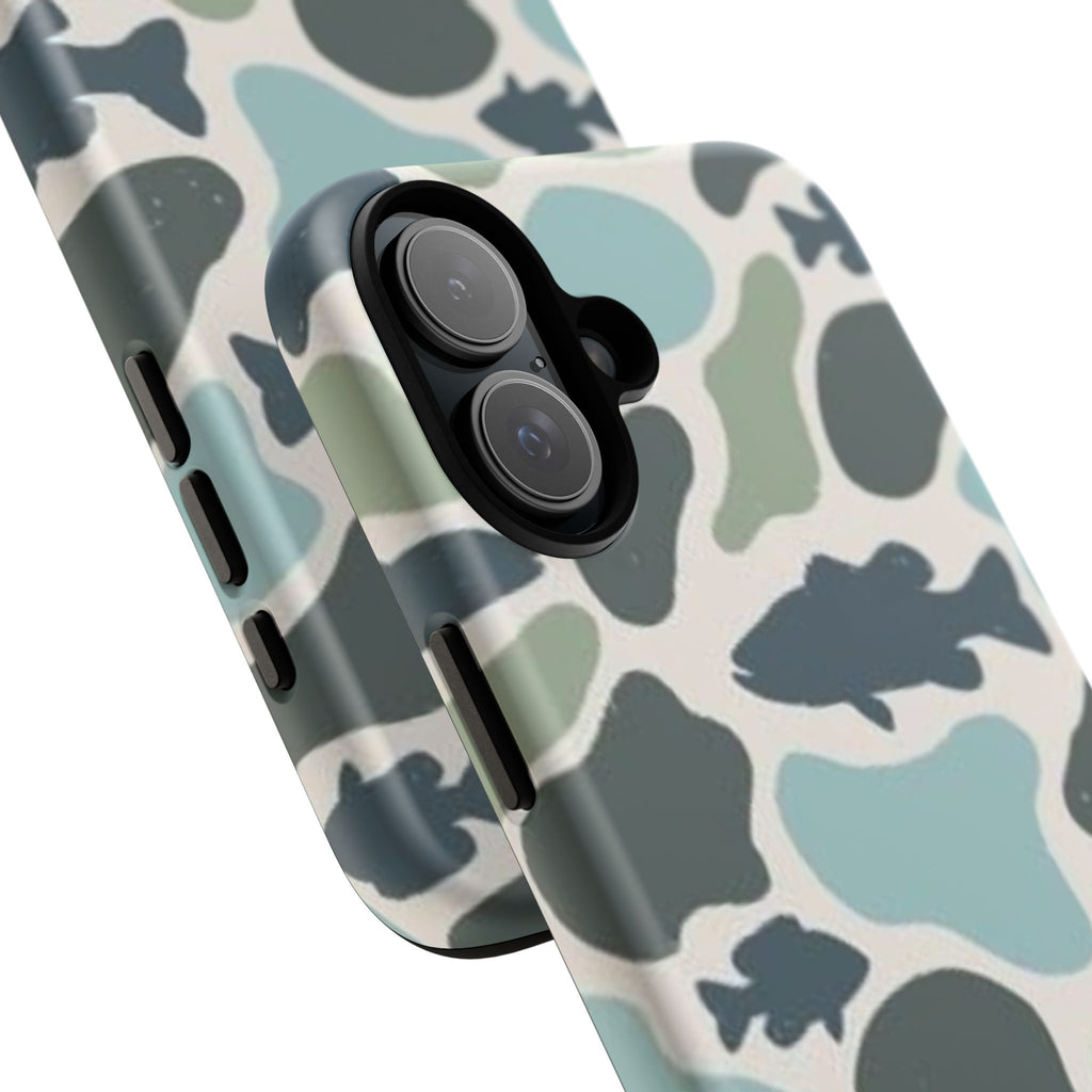 Camouflage Fish Tough Phone Case — Waterproof Blue-Green Camo iPhone Cover