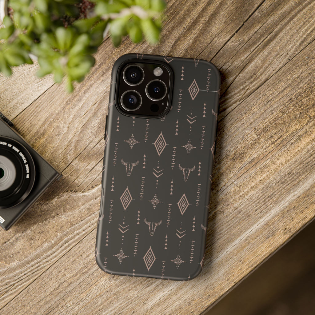 Western Diamond Bull Tough Phone Case — Protective Southwestern Pattern