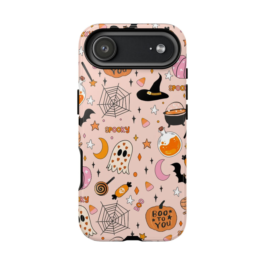 Spooky Halloween — Pink Ghosts, Witches, Candy & "Boo to You" Design