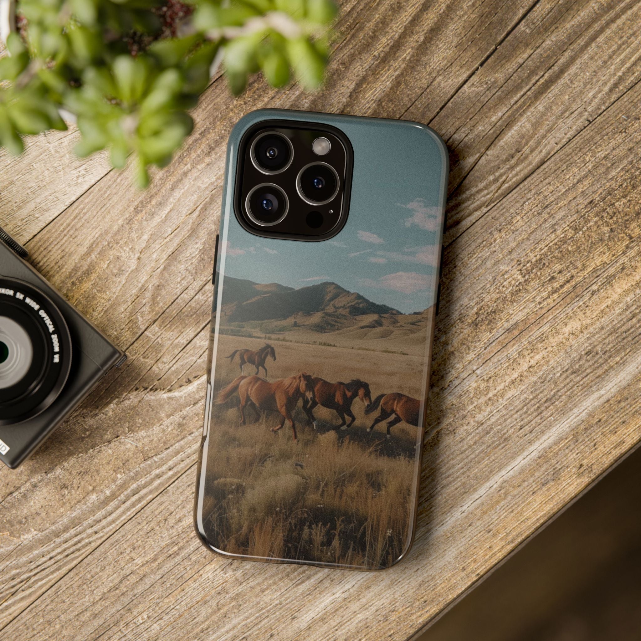 Wild Mustang – Durable Protective iPhone Case with Scenic Desert Horse Design
