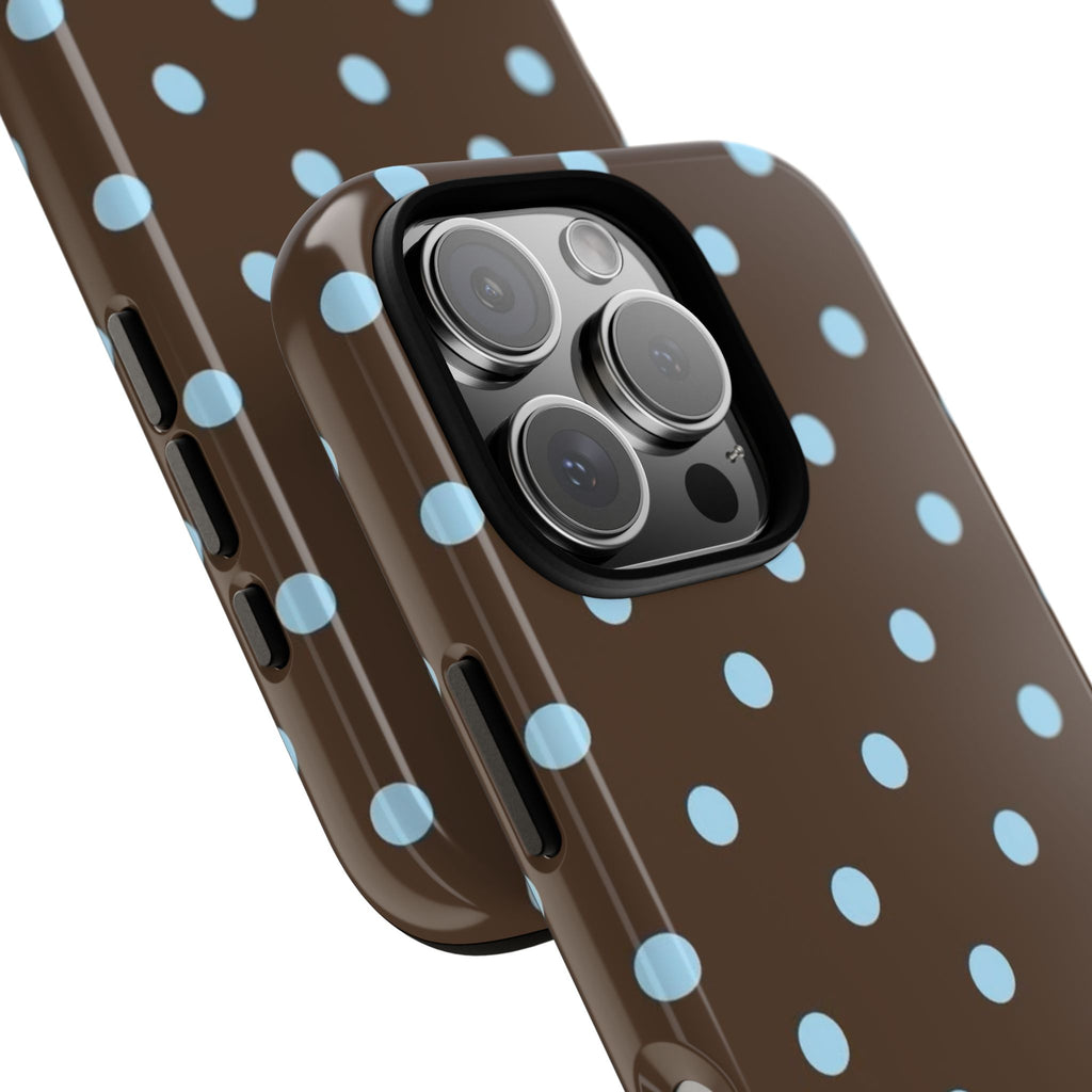 Brown Polka Dot Phone Case — Blue Dot Protective Tough Case