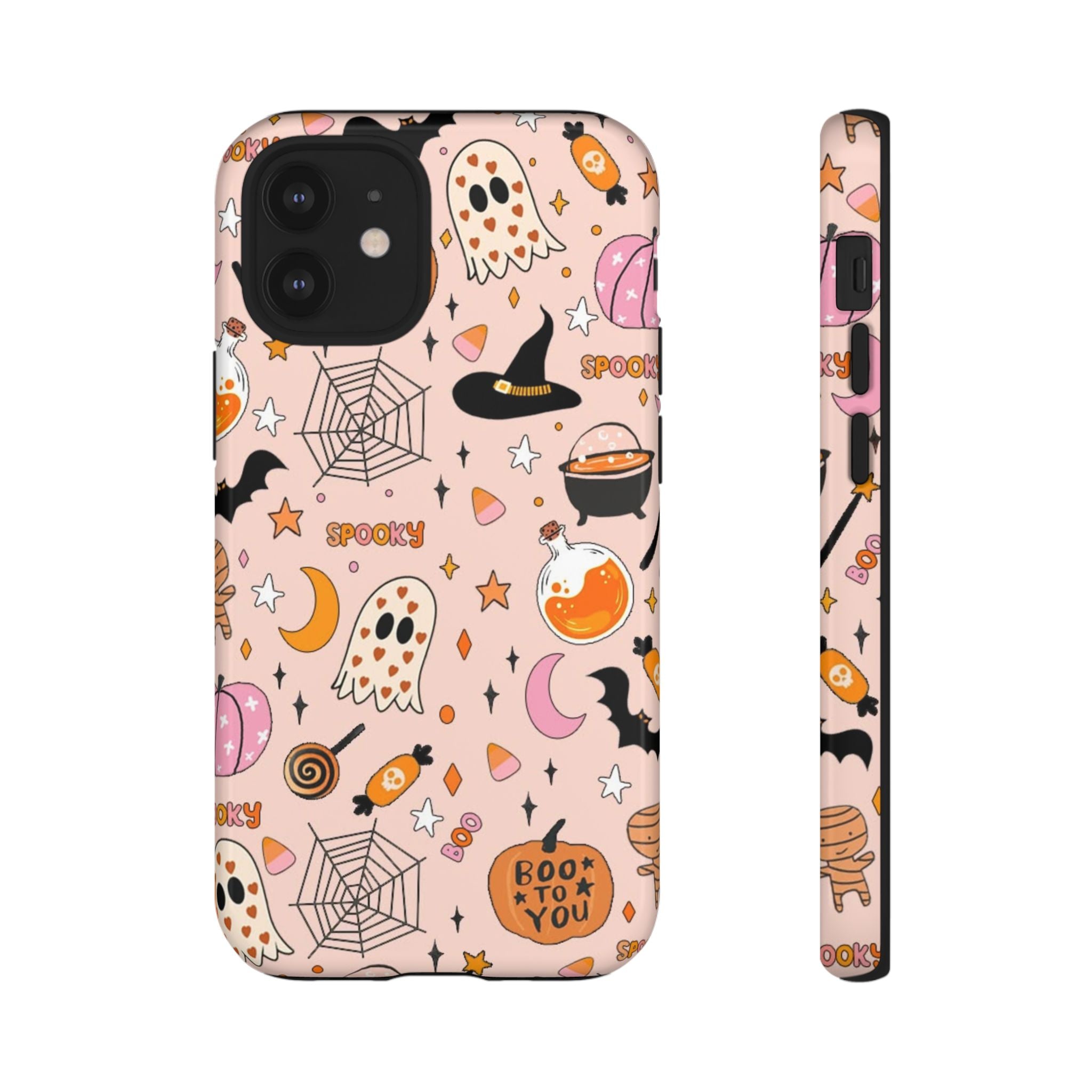 Spooky Halloween — Pink Ghosts, Witches, Candy & "Boo to You" Design