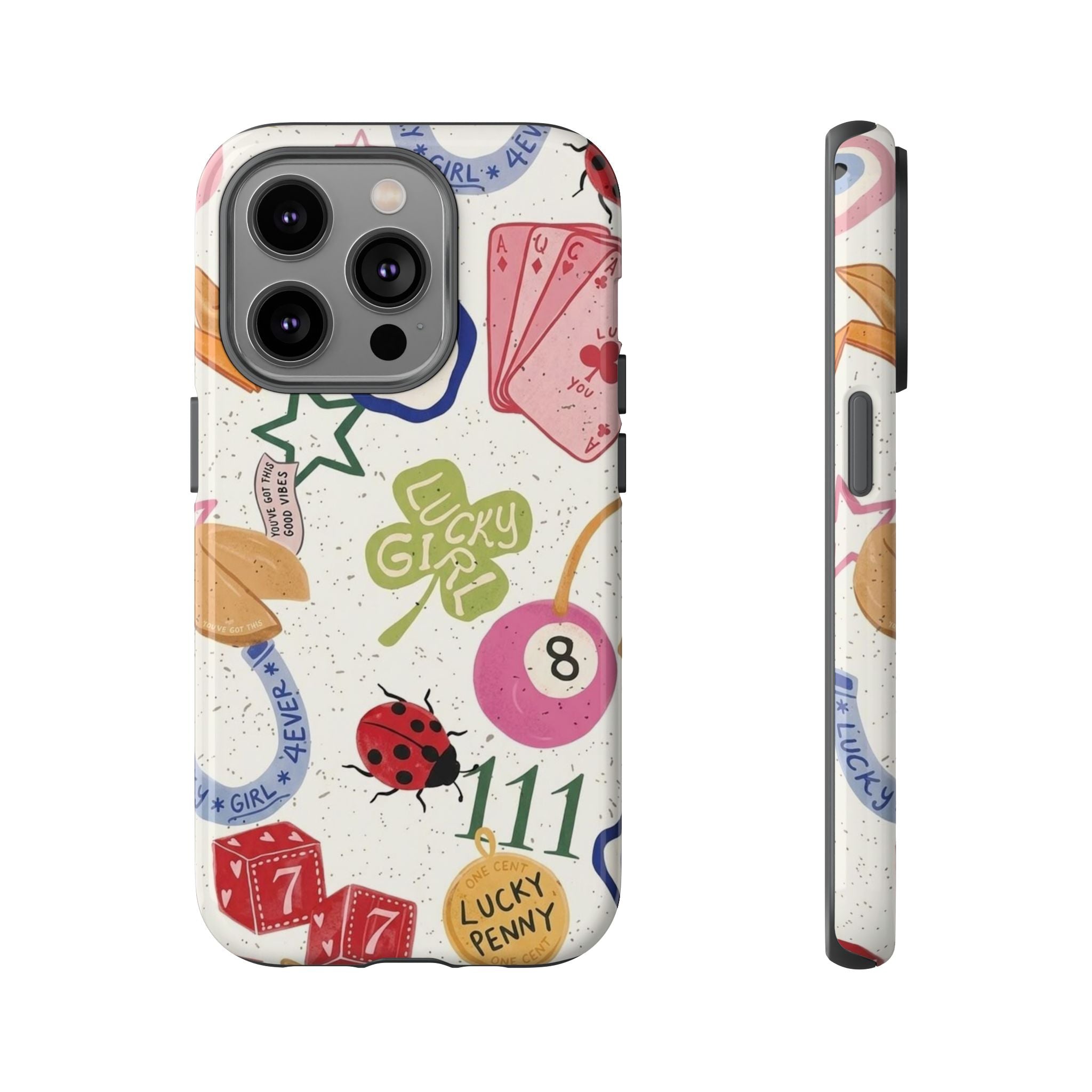 Lucky Charm Phone Case — 'Lucky Girl' Sticker Collage Design