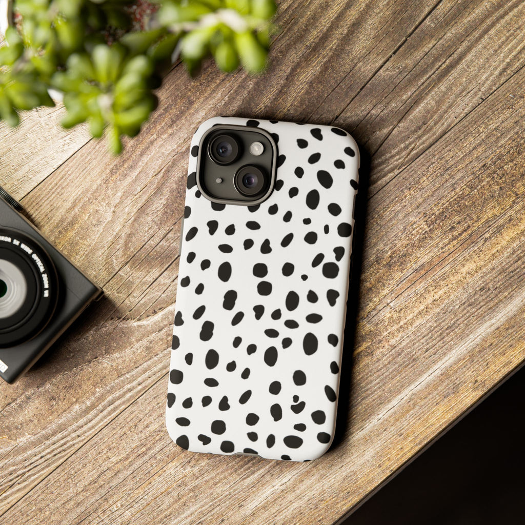 Dalmatian Spot Tough Phone Case — Black & White Protective Cover