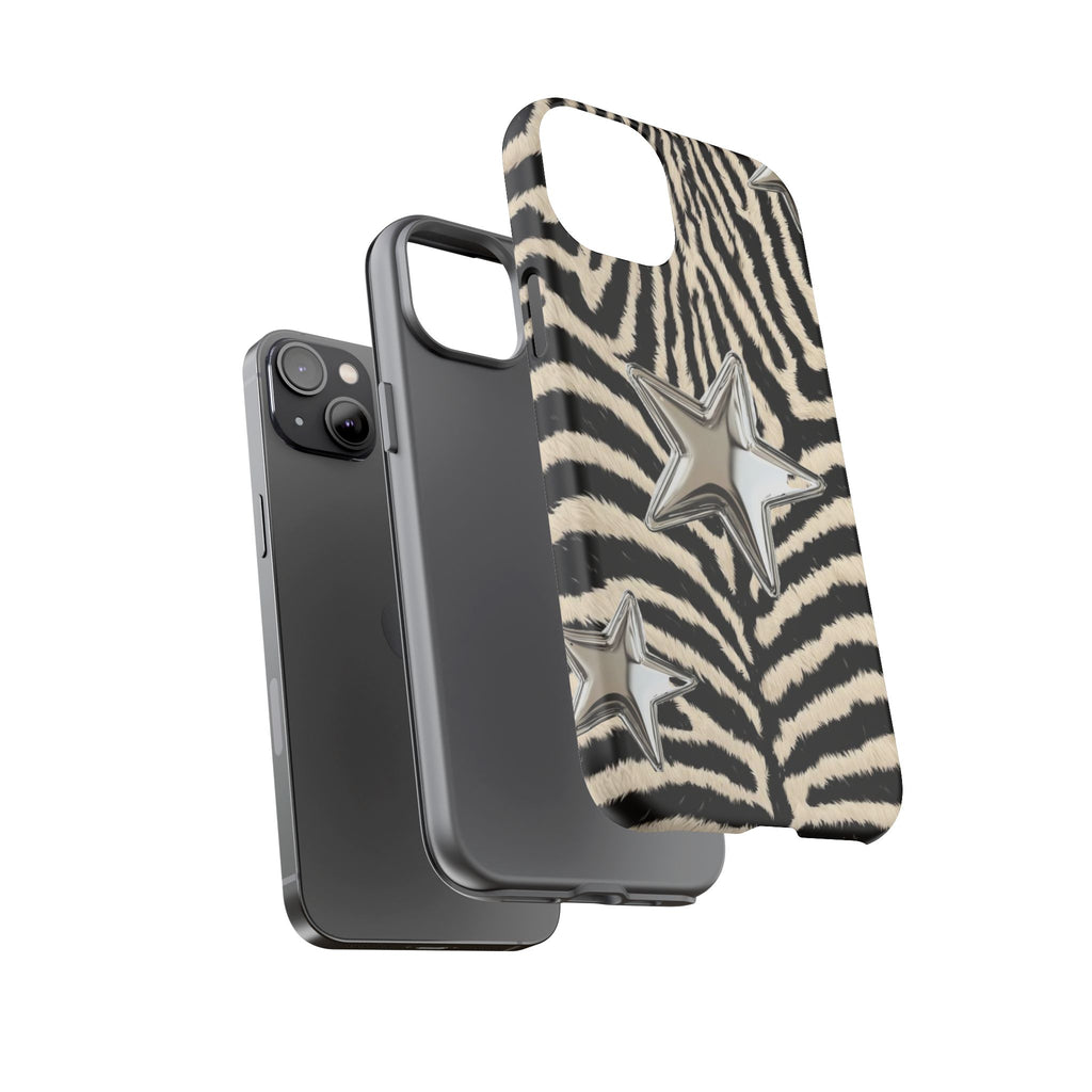 Zebra Print with Metallic Stars – Protective iPhone Cover