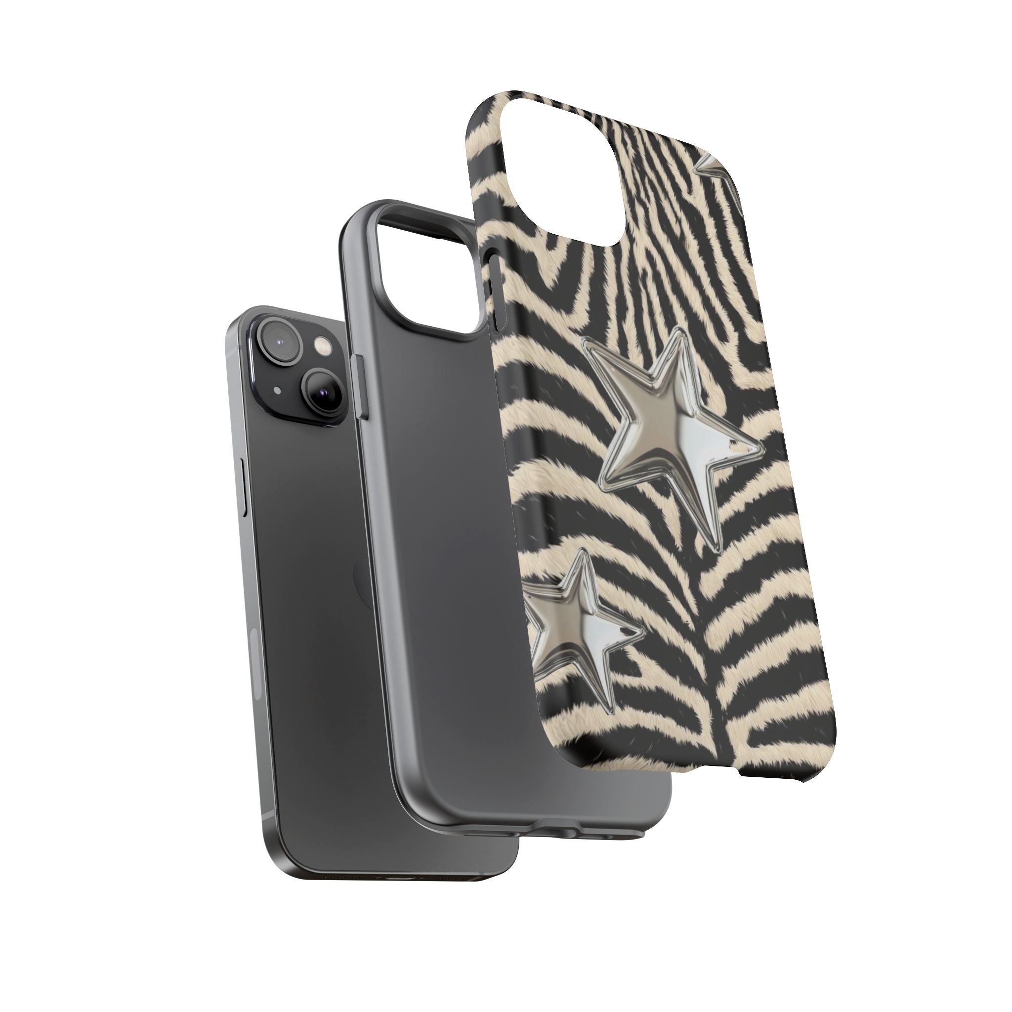 Zebra Print with Metallic Stars – Protective iPhone Cover