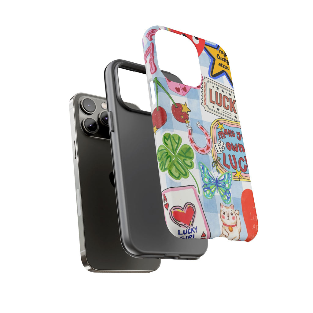 Lucky Charm Phone Case — Cute Kawaii Sticker Collage, ‘Make Your Own Luck’ Design