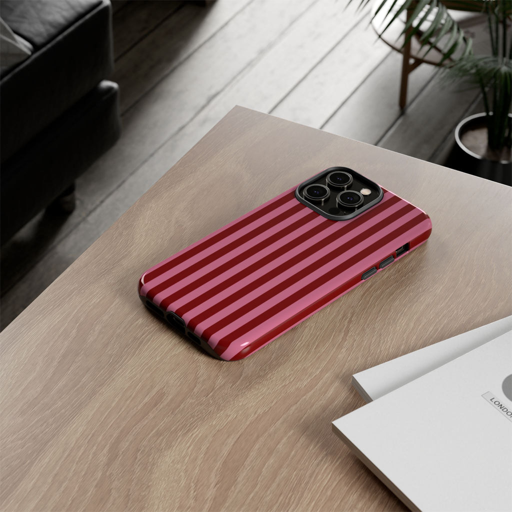 Ruby Red Stripes Case | Tough Phone Case