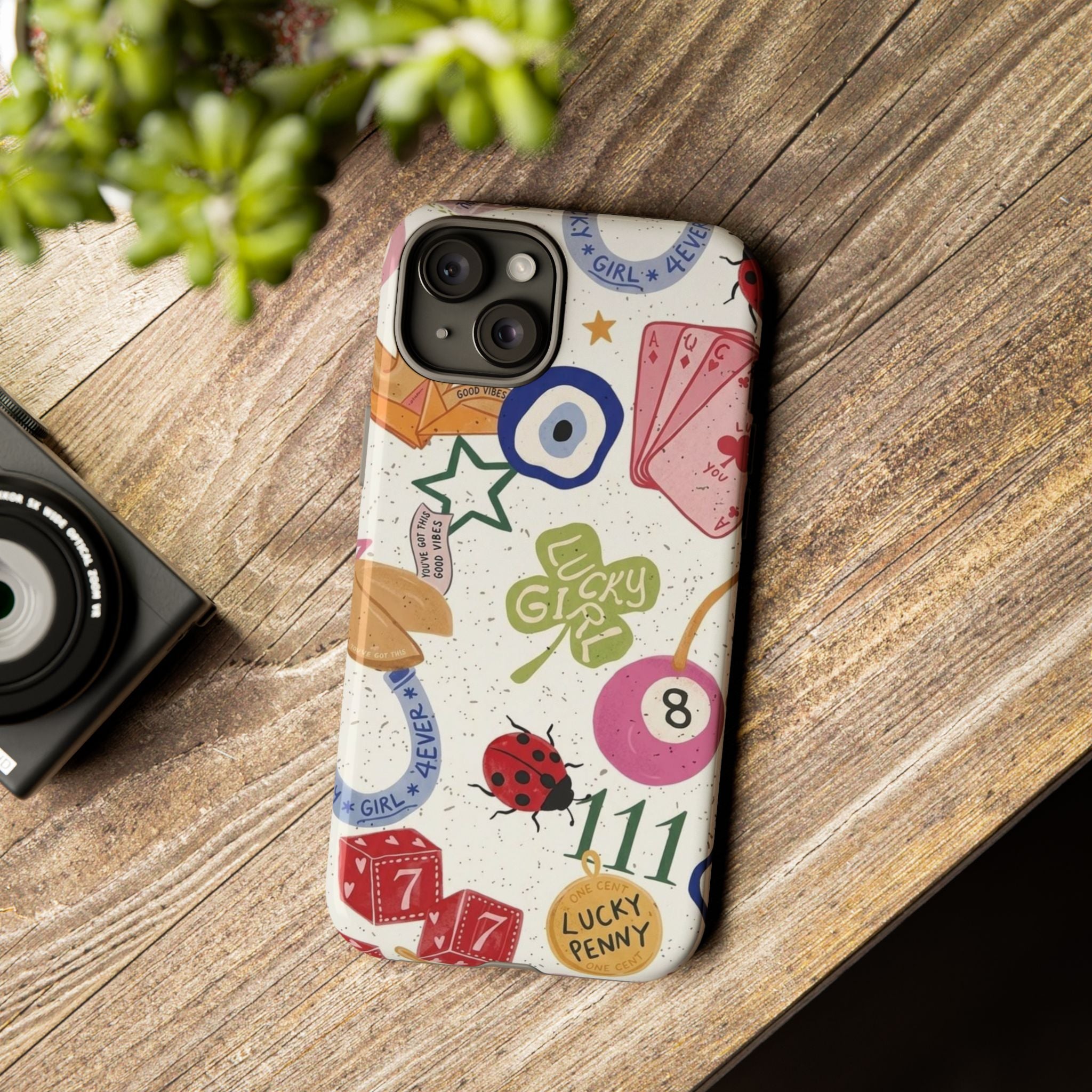Lucky Charm Phone Case — 'Lucky Girl' Sticker Collage Design